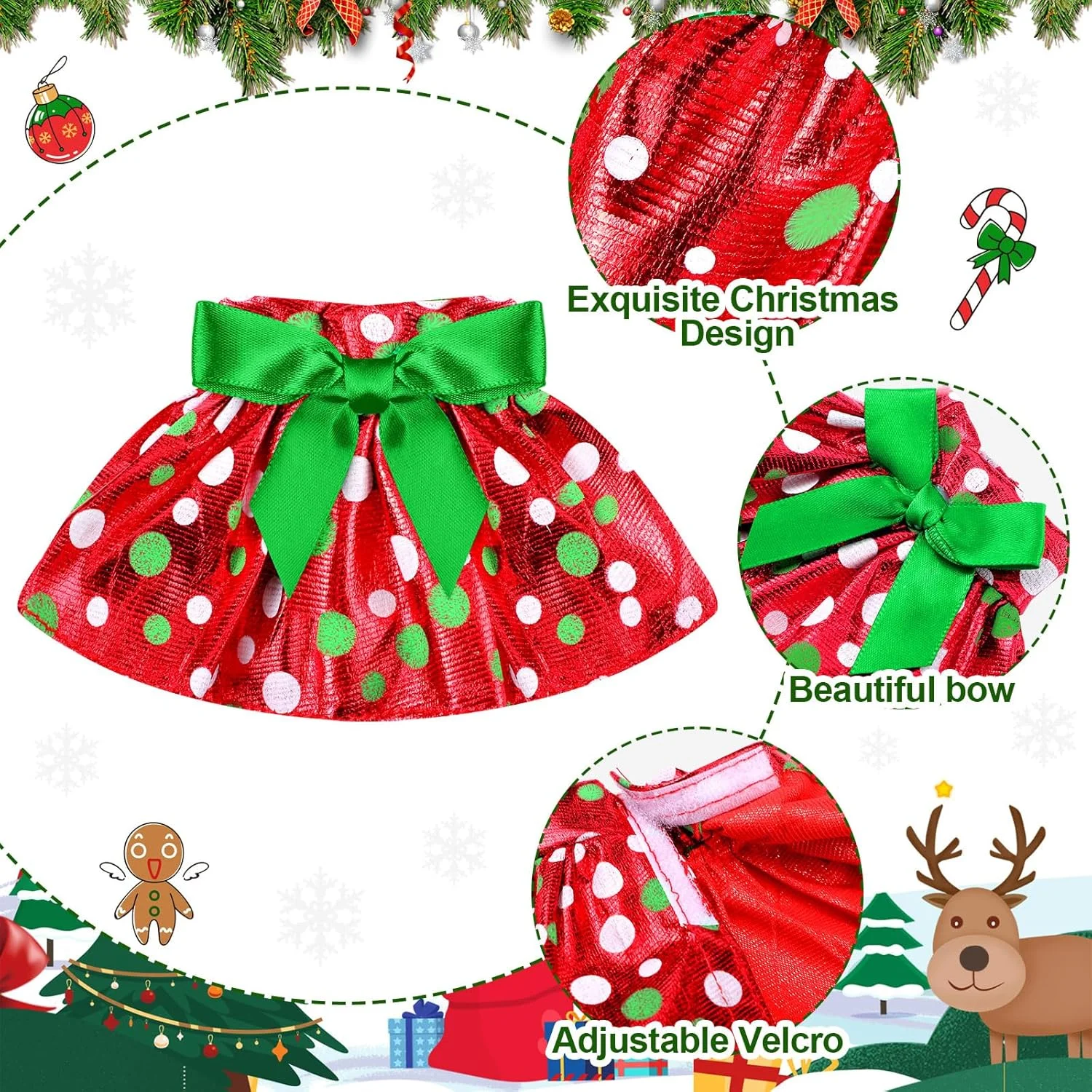 لباس عروسک کریسمس Hungdao، 6 تکه: ست ژاکت و دامن - لباس بافتنی بابانوئل برای تعطیلات کریسمس عروسک، عروسک شامل نمی شود