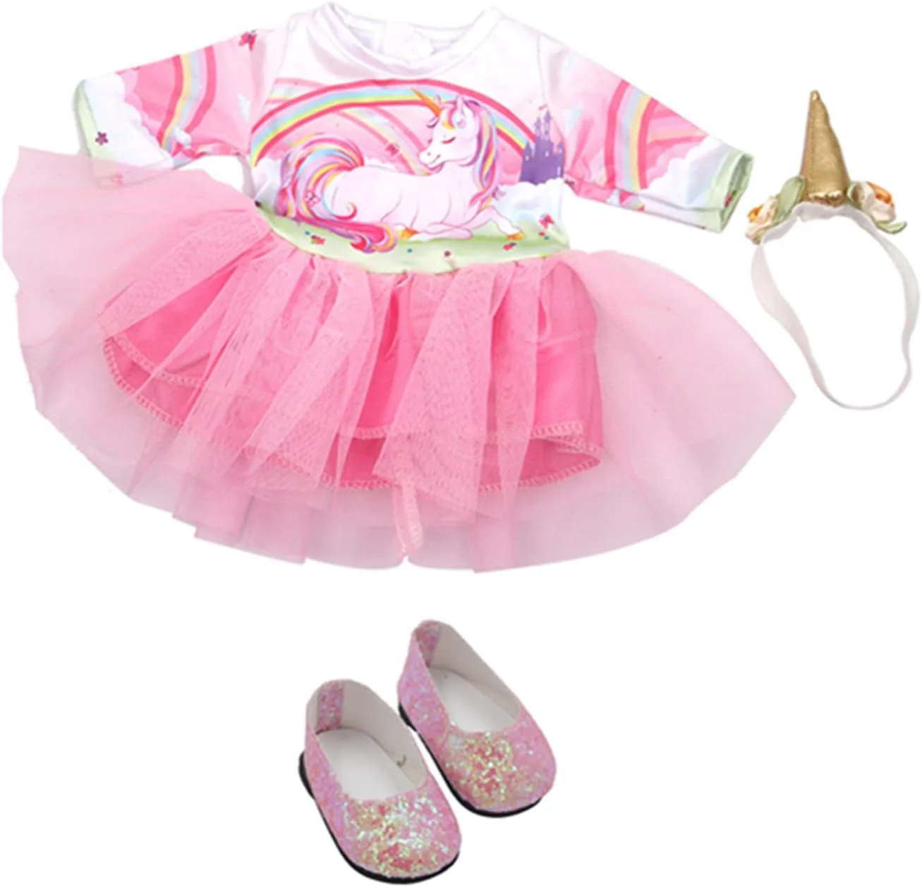 ست لباس عروسک Teogneot، لباس عروسک 18 اینچی = کلاه + لباس + کفش + چوب لباسی، لوازم جانبی عروسک مناسب برای 45 سانتی متر (کلاه لباس)