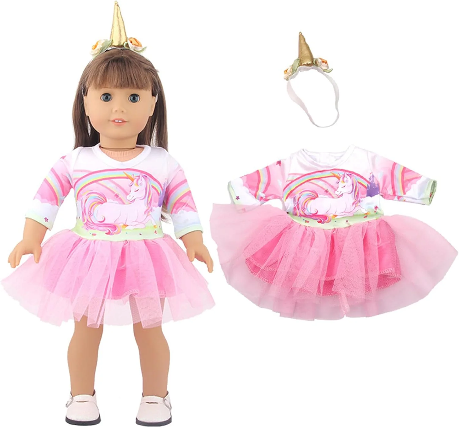 ست لباس عروسک Teogneot، لباس عروسک 18 اینچی = کلاه + لباس + کفش + چوب لباسی، لوازم جانبی عروسک مناسب برای 45 سانتی متر (کلاه لباس)