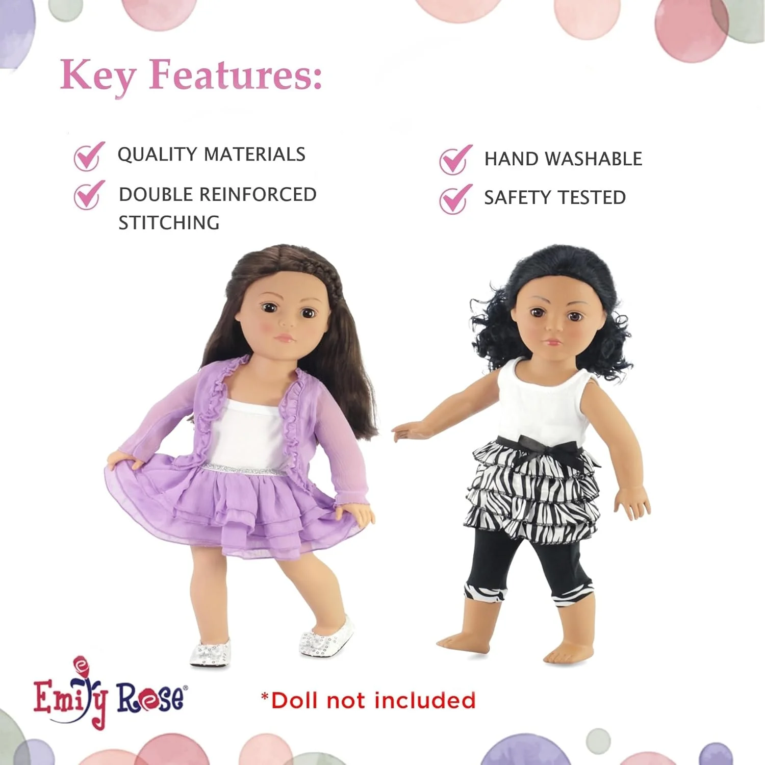 بسته 6 تکه لباس عروسک 18 اینچی امیلی رز شامل ست دامن اسطوخودوس بهاری 4 تکه و ست لباس لگینگ تابستانی 2 تکه | جعبه هدیه! | کسب و کار ایالات متحده آمریکا | سازگار با اکثر عروسک های 18 اینچی بسته 6 تکه لباس عروسک 18 اینچی امیلی رز شامل ست دامن اسطوخودوس بهاری 4 تکه و ست لباس لگینگ تابستانی 2 تکه | جعبه هدیه! | کسب و کار ایالات متحده آمریکا | سازگار با اکثر عروسک های 18 اینچی