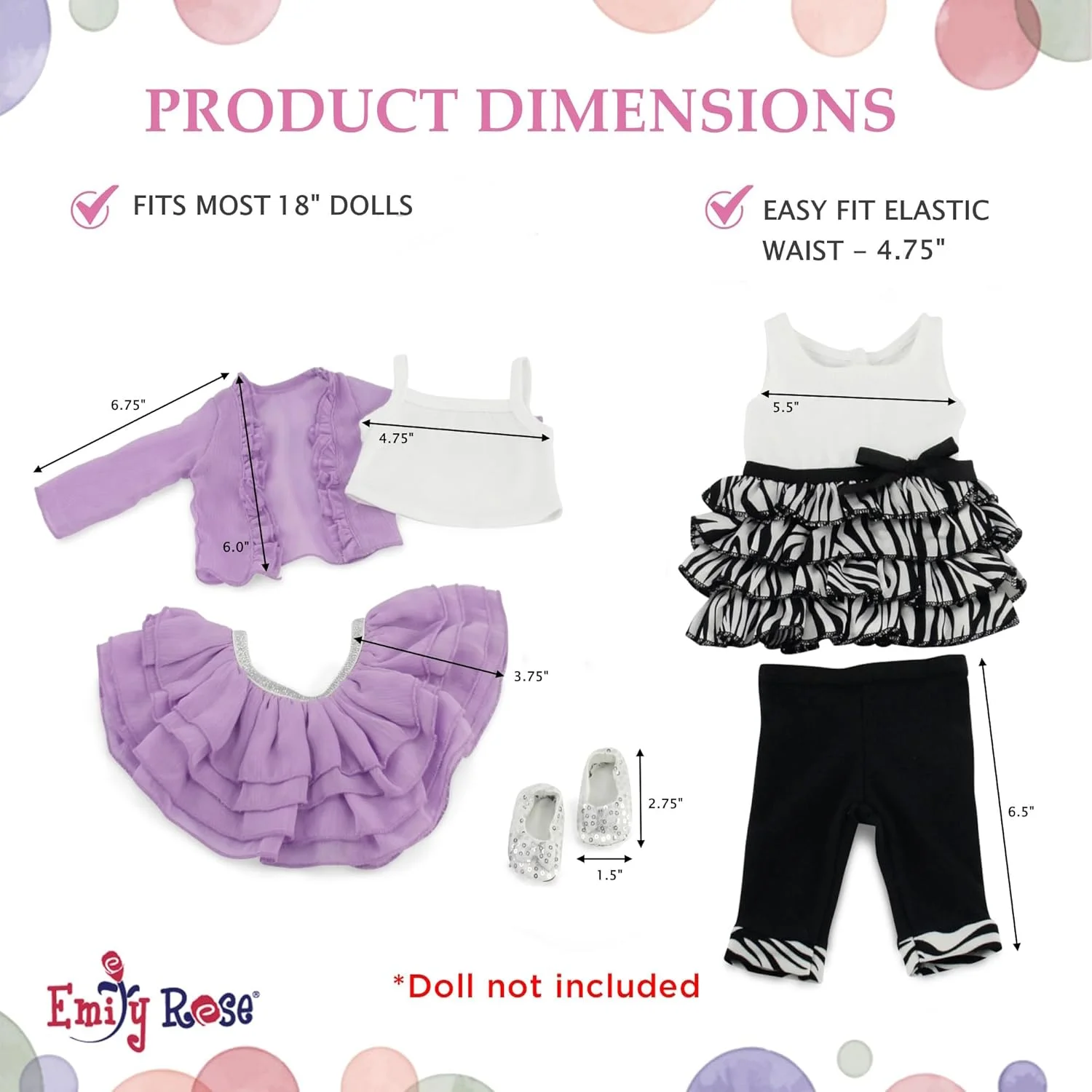 بسته 6 تکه لباس عروسک 18 اینچی امیلی رز شامل ست دامن اسطوخودوس بهاری 4 تکه و ست لباس لگینگ تابستانی 2 تکه | جعبه هدیه! | کسب و کار ایالات متحده آمریکا | سازگار با اکثر عروسک های 18 اینچی بسته 6 تکه لباس عروسک 18 اینچی امیلی رز شامل ست دامن اسطوخودوس بهاری 4 تکه و ست لباس لگینگ تابستانی 2 تکه | جعبه هدیه! | کسب و کار ایالات متحده آمریکا | سازگار با اکثر عروسک های 18 اینچی