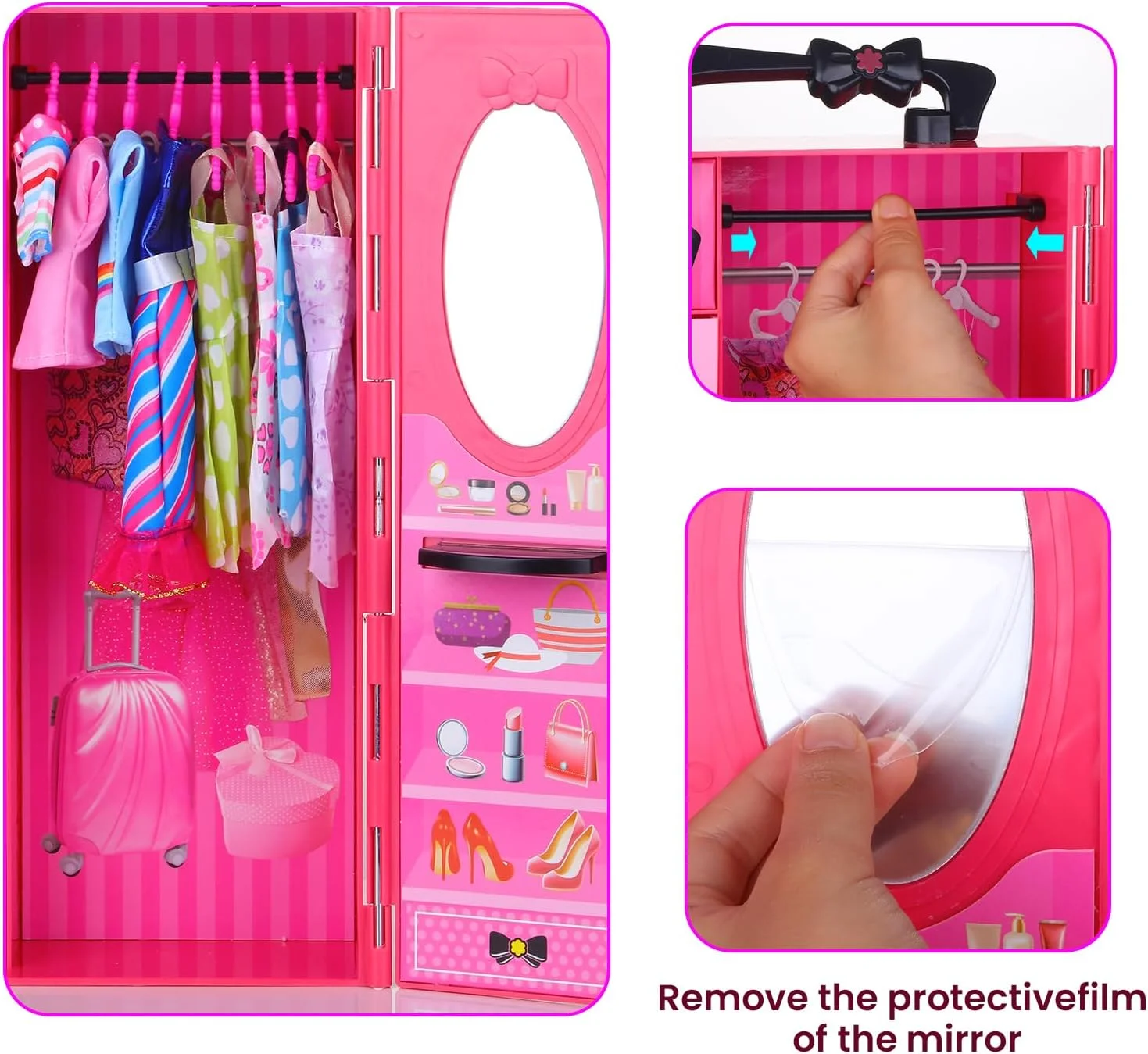 ویوس 157 تکه لباس و لوازم جانبی عروسک با کمد عروسک برای عروسک های دخترانه 11.5 اینچی شامل جاکفشی، لباس عروسی، لباس مد، لباس شنا، تاپ و شلوار، چوب لباسی، عینک، گردنبند، تاج، کیف، کفش ویوس 157 تکه لباس و لوازم جانبی عروسک با کمد عروسک برای عروسک های دخترانه 11.5 اینچی شامل جاکفشی، لباس عروسی، لباس مد، لباس شنا، تاپ و شلوار، چوب لباسی، عینک، گردنبند، تاج، کیف، کفش