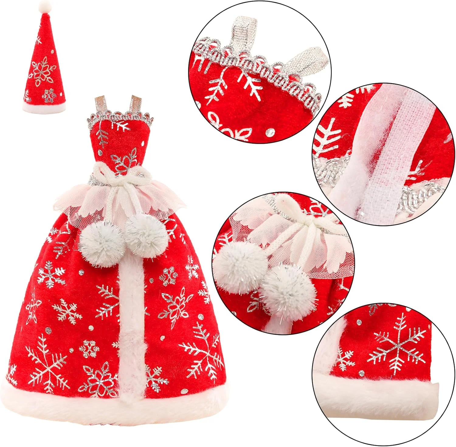 لباس عروسک دخترانه کریسمس Miunana مناسب برای عروسک دخترانه 11.5 اینچی، لباس کریسمس 8 تکه دامن برای عروسک دخترانه 12 اینچی، لباس و کلاه سفارشی کریسمس