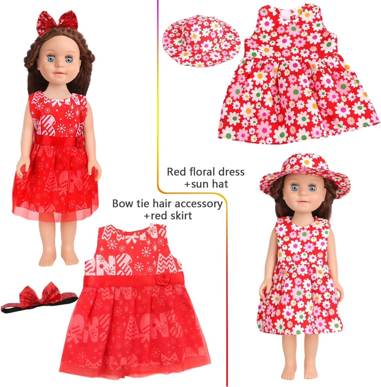 آگ فراگ 10 ست لباس و لوازم جانبی عروسک، لباس عروسک مد برای عروسک دخترانه 18 اینچی (بدون عروسک و کفش) - مدل 1