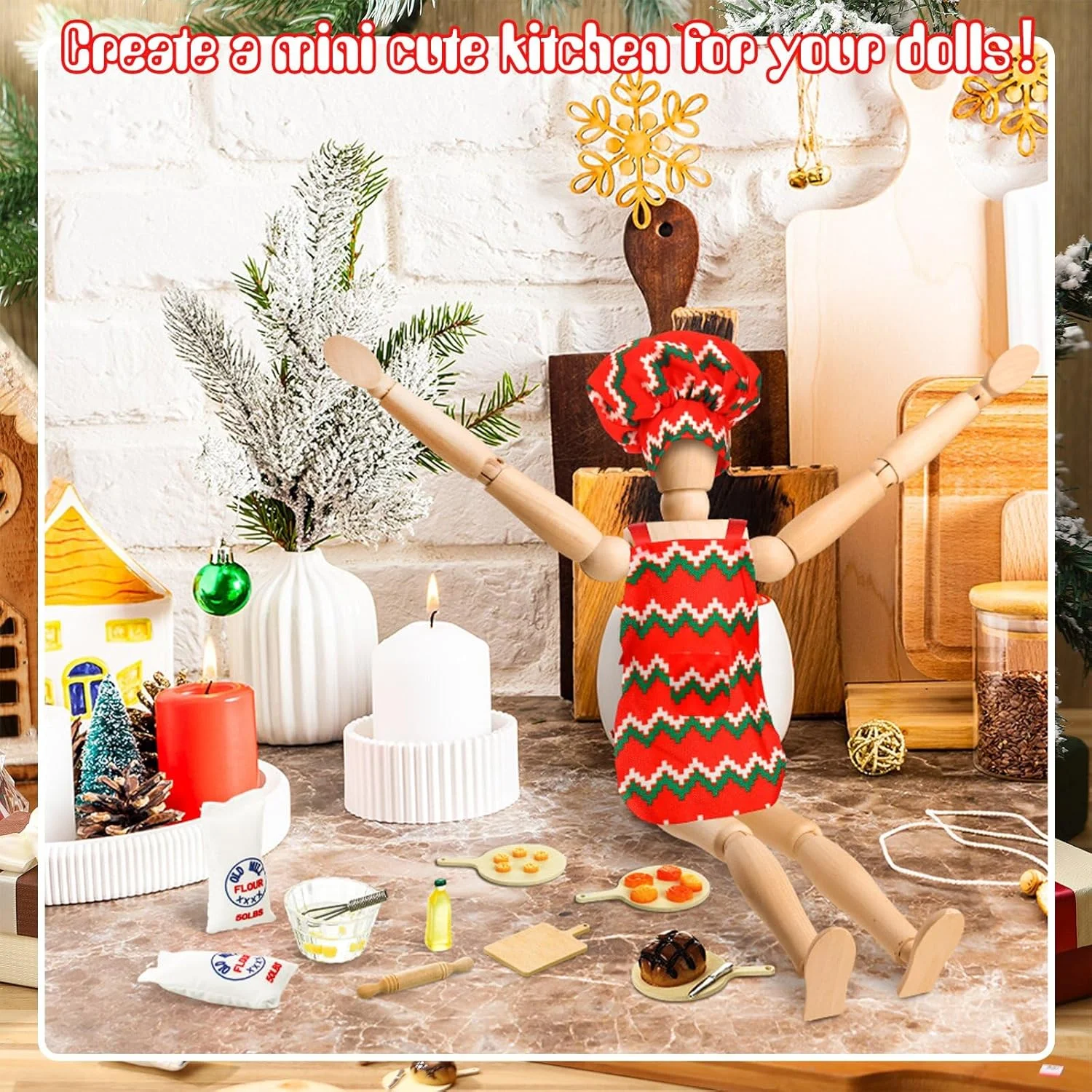 کاجایا 30 تکه لوازم جانبی الف کریسمس، ست لباس نانوای مینی عروسک الف شامل پیش بند و کلاه پخت، وردنه مینیاتوری، کاسه آرد و تخم مرغ، سینی کوکی، همزن، عروسک شامل نمی شود (الف) کاجایا 30 تکه لوازم جانبی الف کریسمس، ست لباس نانوای مینی عروسک الف شامل پیش بند و کلاه پخت، وردنه مینیاتوری، کاسه آرد و تخم مرغ، سینی کوکی، همزن، عروسک شامل نمی شود (الف)