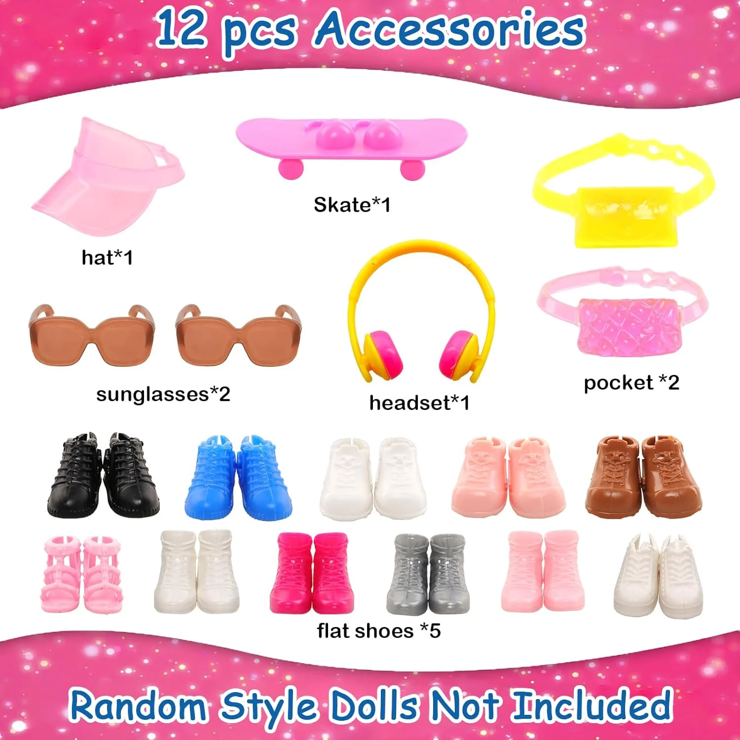 ENOCHT ست لباس و لوازم جانبی 16 تکه ای عروسک شامل تاپ، شلوار، کلاه آفتابی، اسکوتر جیبی، عینک آفتابی، هدست و 5 جفت کفش برای عروسک های دخترانه 11.5 اینچی ENOCHT ست لباس و لوازم جانبی 16 تکه ای عروسک شامل تاپ، شلوار، کلاه آفتابی، اسکوتر جیبی، عینک آفتابی، هدست و 5 جفت کفش برای عروسک های دخترانه 11.5 اینچی