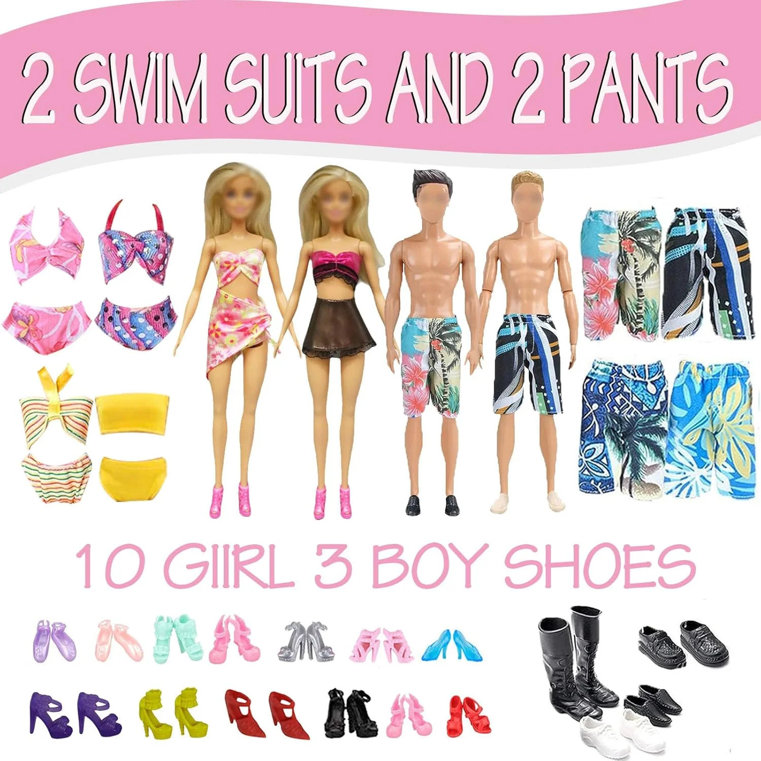 بسته 34 عددی لباس و لوازم جانبی WanderGo سازگار با عروسک های کن و دخترانه شامل 1 دست کت و شلوار، 1 لباس شب، 4 لباس غیر رسمی، 2 پیراهن، 2 لباس راحتی، 2 لباس شنا، 13 کفش بسته 34 عددی لباس و لوازم جانبی WanderGo سازگار با عروسک های کن و دخترانه شامل 1 دست کت و شلوار، 1 لباس شب، 4 لباس غیر رسمی، 2 پیراهن، 2 لباس راحتی، 2 لباس شنا، 13 کفش