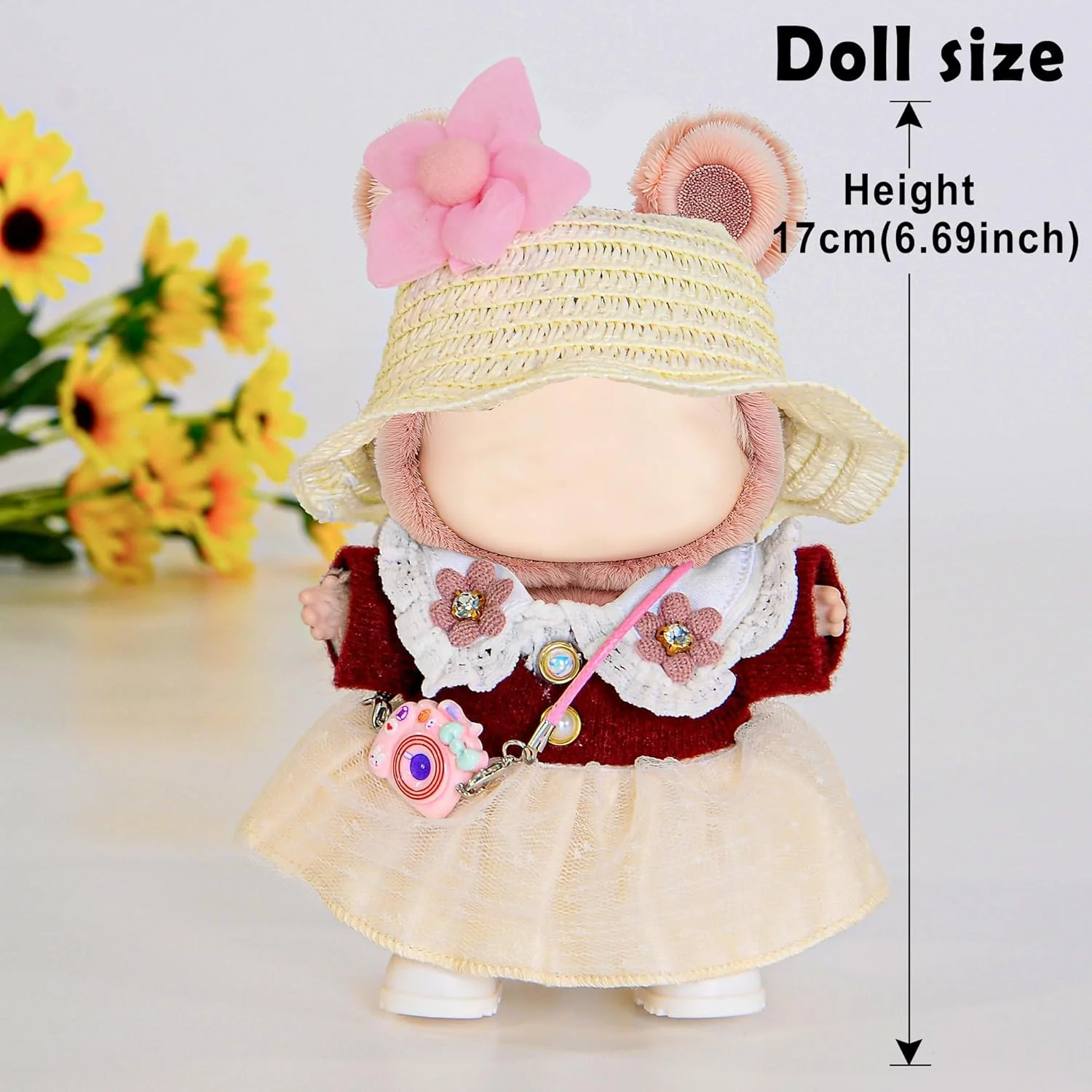 ست لباس و لوازم جانبی شیک عروسک آیبایدا 17 سانتیمتری شامل: کلاه حصیری، لباس، گیره موی گل، کفش و کیف (عروسک و عینک شامل نمیشود) ست لباس و لوازم جانبی شیک عروسک آیبایدا 17 سانتیمتری شامل: کلاه حصیری، لباس، گیره موی گل، کفش و کیف (عروسک و عینک شامل نمیشود)