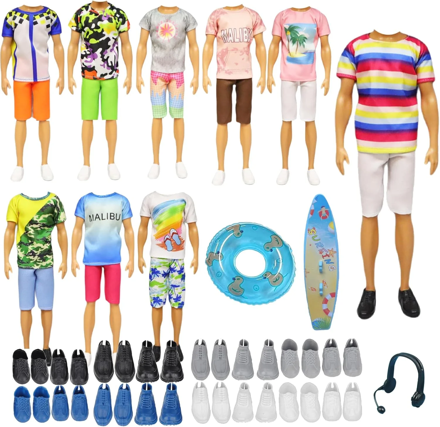لباس عروسک پسرانه سازگار با کن، 15 تکه: 4 لباس غیر رسمی، 4 شلوار، 4 جفت کفش، 3 لوازم جانبی برای عروسک های پسرانه 12 اینچی