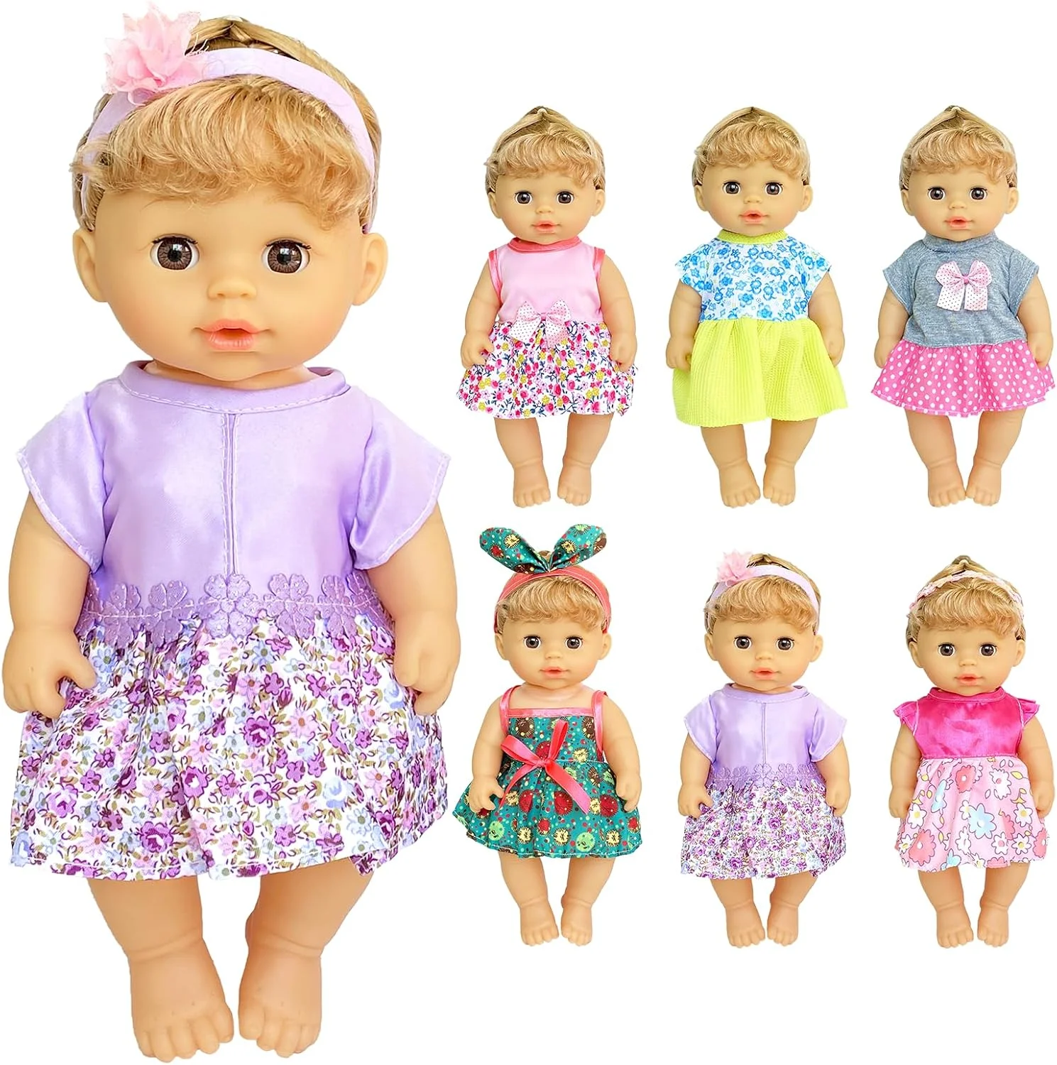 جینگ شو بیزینس 6 ست لباس عروسک دخترانه برای عروسک های 10-12 اینچی، لوازم جانبی لباس عروسک برای عروسک های دخترانه