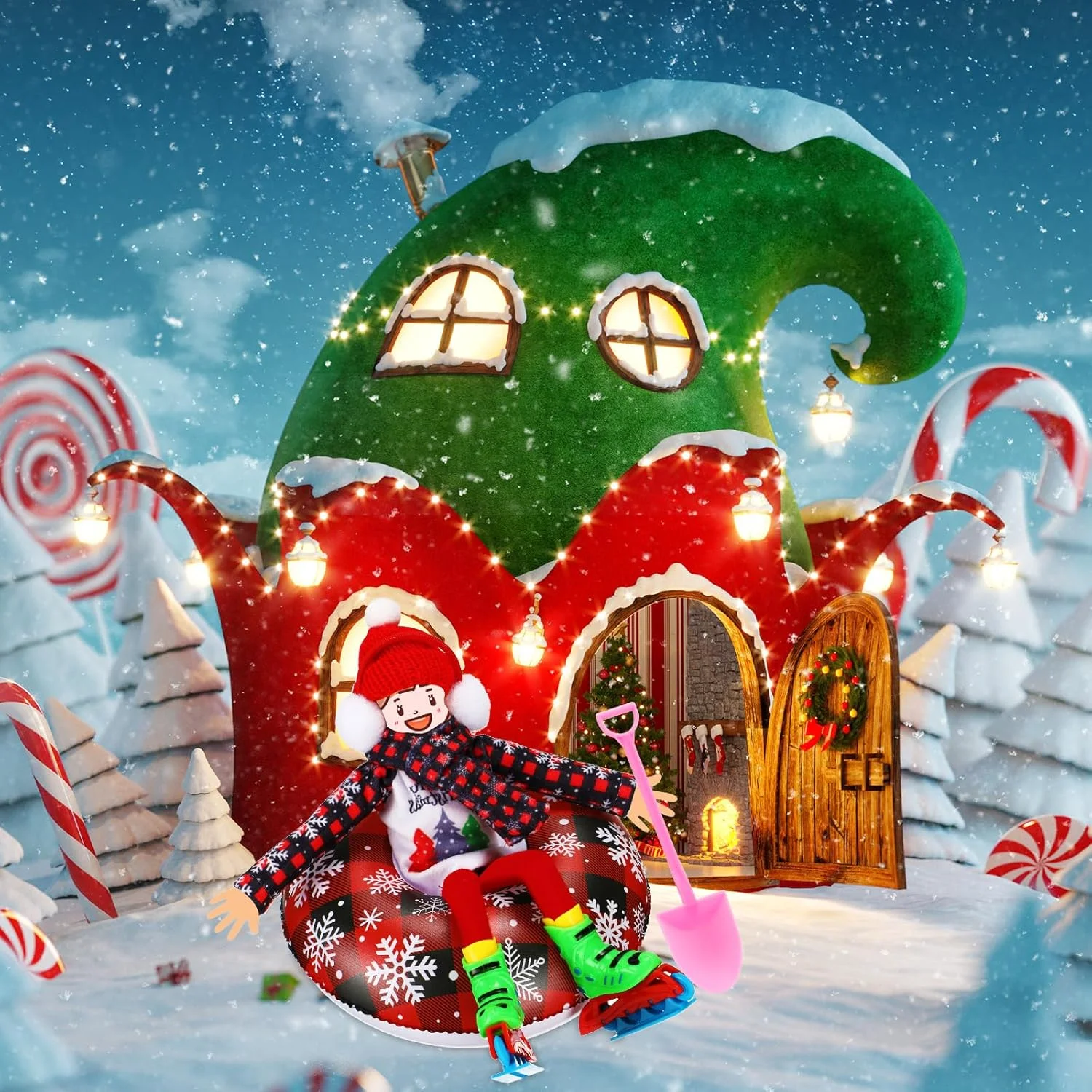 ست 9 عددی لوازم جانبی عروسک جن کریسمس Jenaai، شامل لباس جن کریسمس، گوش گیر، شال گردن، ژاکت، چکمه، تیوپ برفی بادی، ماسک، کلاه، اسکیت روی یخ، بیل برای دکور عروسک، طرح چهارخانه قرمز و مشکی ست 9 عددی لوازم جانبی عروسک جن کریسمس Jenaai، شامل لباس جن کریسمس، گوش گیر، شال گردن، ژاکت، چکمه، تیوپ برفی بادی، ماسک، کلاه، اسکیت روی یخ، بیل برای دکور عروسک، طرح چهارخانه قرمز و مشکی