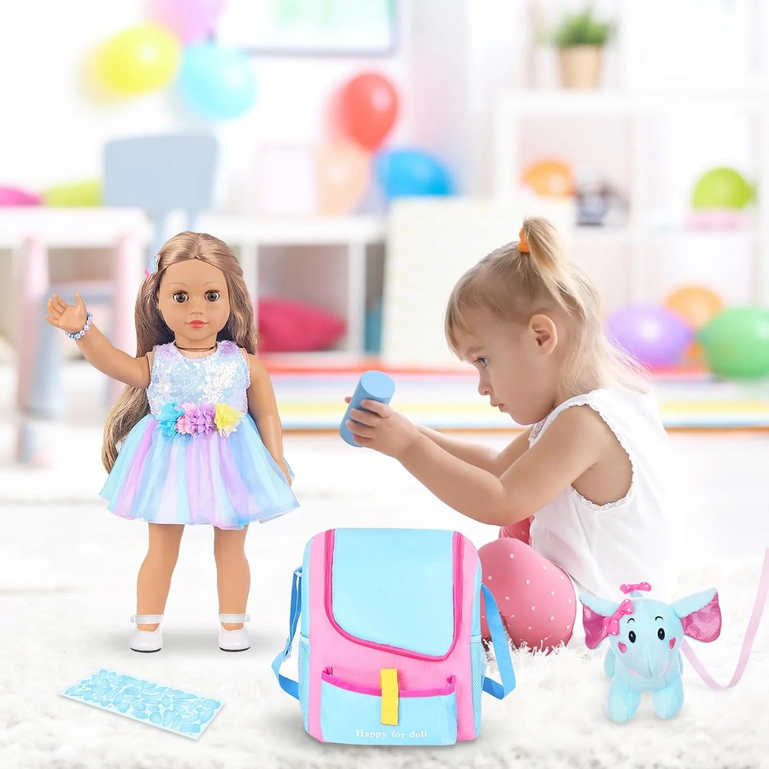 لوازم جانبی عروسک دخترانه 18 اینچی UNICORN ELEMENT با کیف حمل عروسک + لباس + 2 گیره مو + استیکر آبی + دستبند + فیل اسباب بازی (لوازم جانبی و لباس عروسک 18 اینچی) لوازم جانبی عروسک دخترانه 18 اینچی UNICORN ELEMENT با کیف حمل عروسک + لباس + 2 گیره مو + استیکر آبی + دستبند + فیل اسباب بازی (لوازم جانبی و لباس عروسک 18 اینچی)