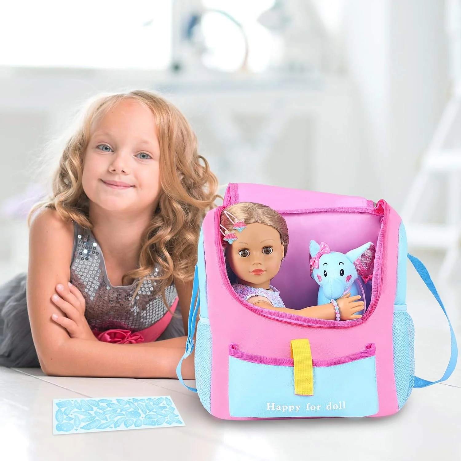 لوازم جانبی عروسک دخترانه 18 اینچی UNICORN ELEMENT با کیف حمل عروسک + لباس + 2 گیره مو + استیکر آبی + دستبند + فیل اسباب بازی (لوازم جانبی و لباس عروسک 18 اینچی) لوازم جانبی عروسک دخترانه 18 اینچی UNICORN ELEMENT با کیف حمل عروسک + لباس + 2 گیره مو + استیکر آبی + دستبند + فیل اسباب بازی (لوازم جانبی و لباس عروسک 18 اینچی)