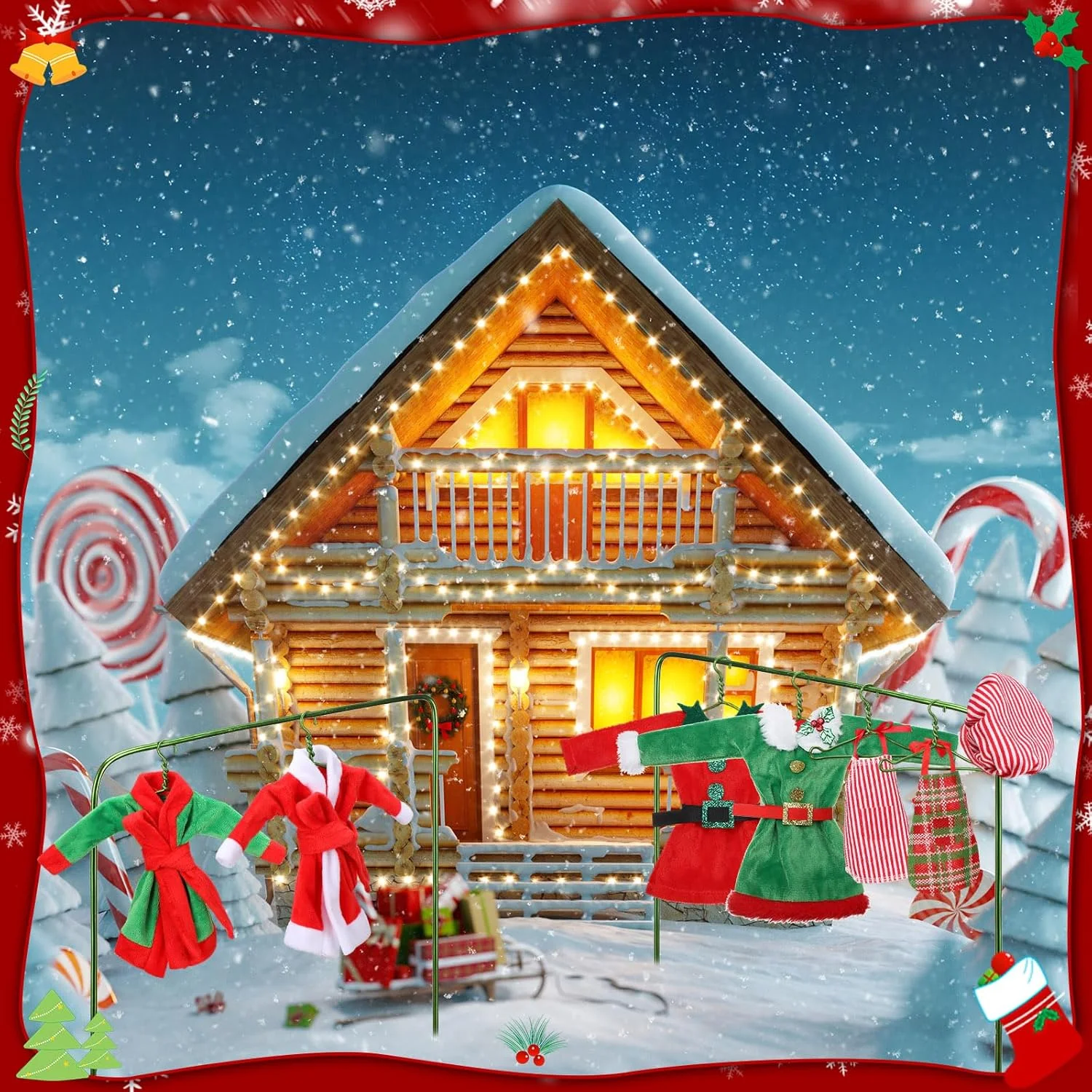 ست 12 تکه لوازم جانبی کریسمس Jenaai شامل لباس، دامن، جلیقه پشمی، حوله حمام، کیسه خواب تابدار، شال گردن، پیش بند، کلاه و جوراب (سبک کلاسیک الف) ست 12 تکه لوازم جانبی کریسمس Jenaai شامل لباس، دامن، جلیقه پشمی، حوله حمام، کیسه خواب تابدار، شال گردن، پیش بند، کلاه و جوراب (سبک کلاسیک الف)