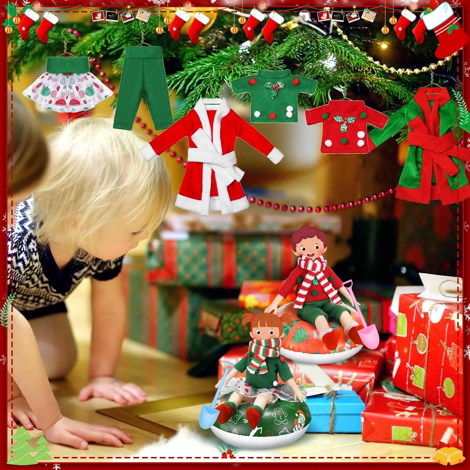 ست 20 عددی لوازم جانبی عروسک الف کریسمس Cutecrop، شامل لباس خواب، شال گردن، پیش بند، کلاه سرآشپز، جوراب، حلقه های شنای کوچک و لوازم جانبی برای دکوراسیون عروسک الف کریسمس (سبک کلاسیک) ست 20 عددی لوازم جانبی عروسک الف کریسمس Cutecrop، شامل لباس خواب، شال گردن، پیش بند، کلاه سرآشپز، جوراب، حلقه های شنای کوچک و لوازم جانبی برای دکوراسیون عروسک الف کریسمس (سبک کلاسیک)