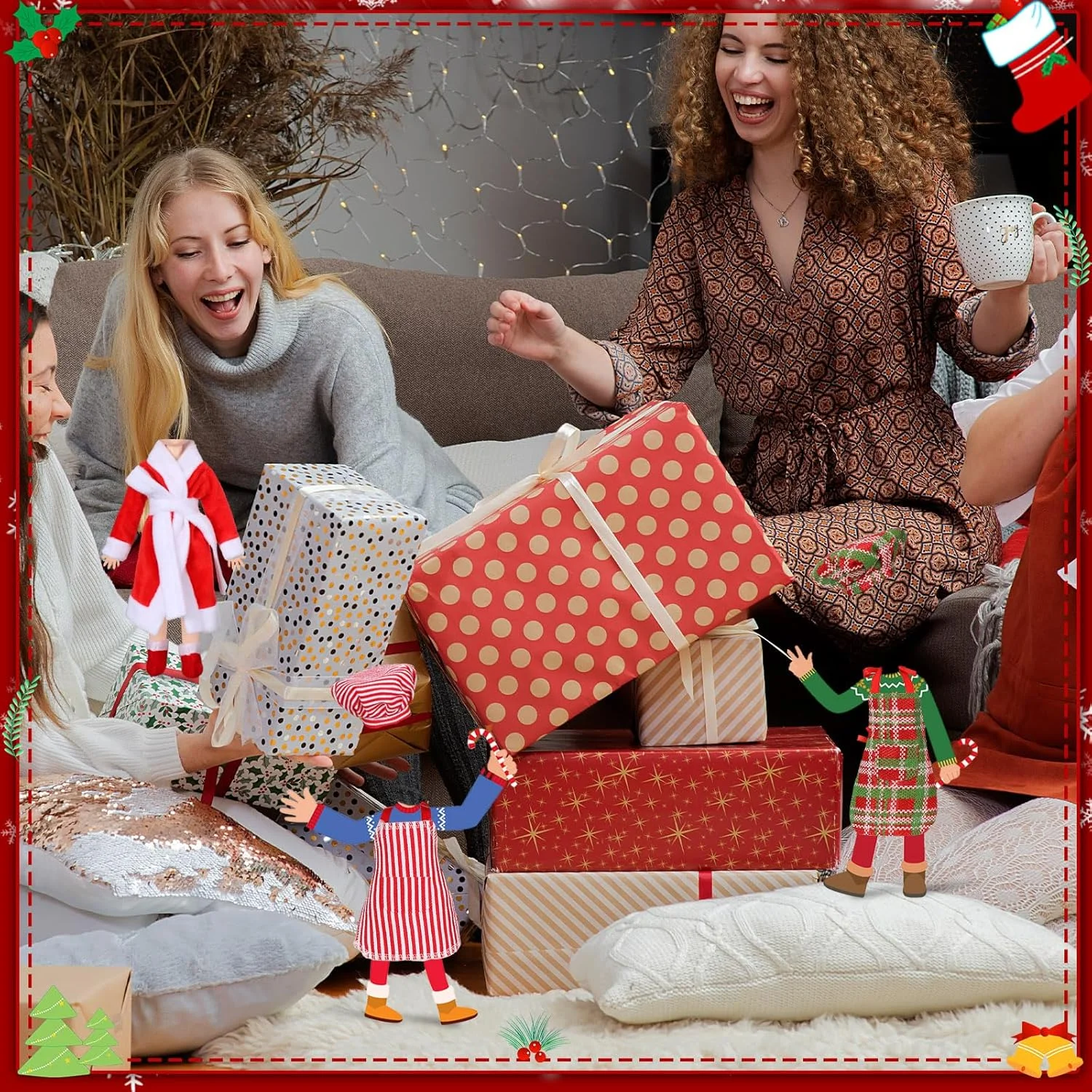 ست 12 تکه لوازم جانبی کریسمس Jenaai شامل لباس، دامن، جلیقه پشمی، حوله حمام، کیسه خواب تابدار، شال گردن، پیش بند، کلاه و جوراب (سبک کلاسیک الف) ست 12 تکه لوازم جانبی کریسمس Jenaai شامل لباس، دامن، جلیقه پشمی، حوله حمام، کیسه خواب تابدار، شال گردن، پیش بند، کلاه و جوراب (سبک کلاسیک الف)