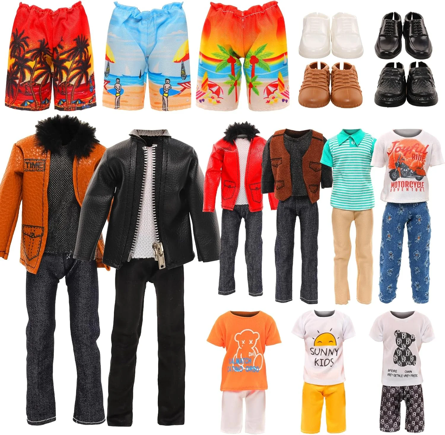 میونانا 15 تکه لباس عروسک پسرانه مناسب عروسک های پسرانه 12 اینچی، لباس ها و لوازم جانبی مد مردانه، شامل پالتو خز مصنوعی بزرگ، کفش، کت چرمی و مایو شنای عروسک پسرانه میونانا 15 تکه لباس عروسک پسرانه مناسب عروسک های پسرانه 12 اینچی، لباس ها و لوازم جانبی مد مردانه، شامل پالتو خز مصنوعی بزرگ، کفش، کت چرمی و مایو شنای عروسک پسرانه