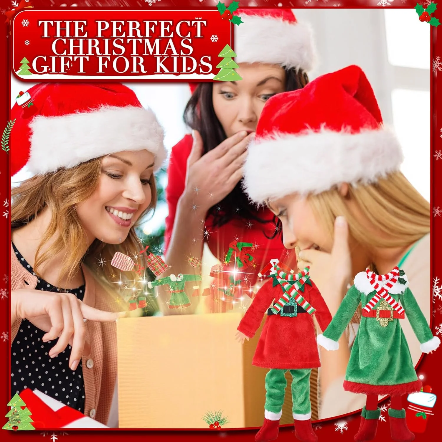 ست 12 تکه لوازم جانبی کریسمس Jenaai شامل لباس، دامن، جلیقه پشمی، حوله حمام، کیسه خواب تابدار، شال گردن، پیش بند، کلاه و جوراب (سبک کلاسیک الف) ست 12 تکه لوازم جانبی کریسمس Jenaai شامل لباس، دامن، جلیقه پشمی، حوله حمام، کیسه خواب تابدار، شال گردن، پیش بند، کلاه و جوراب (سبک کلاسیک الف)