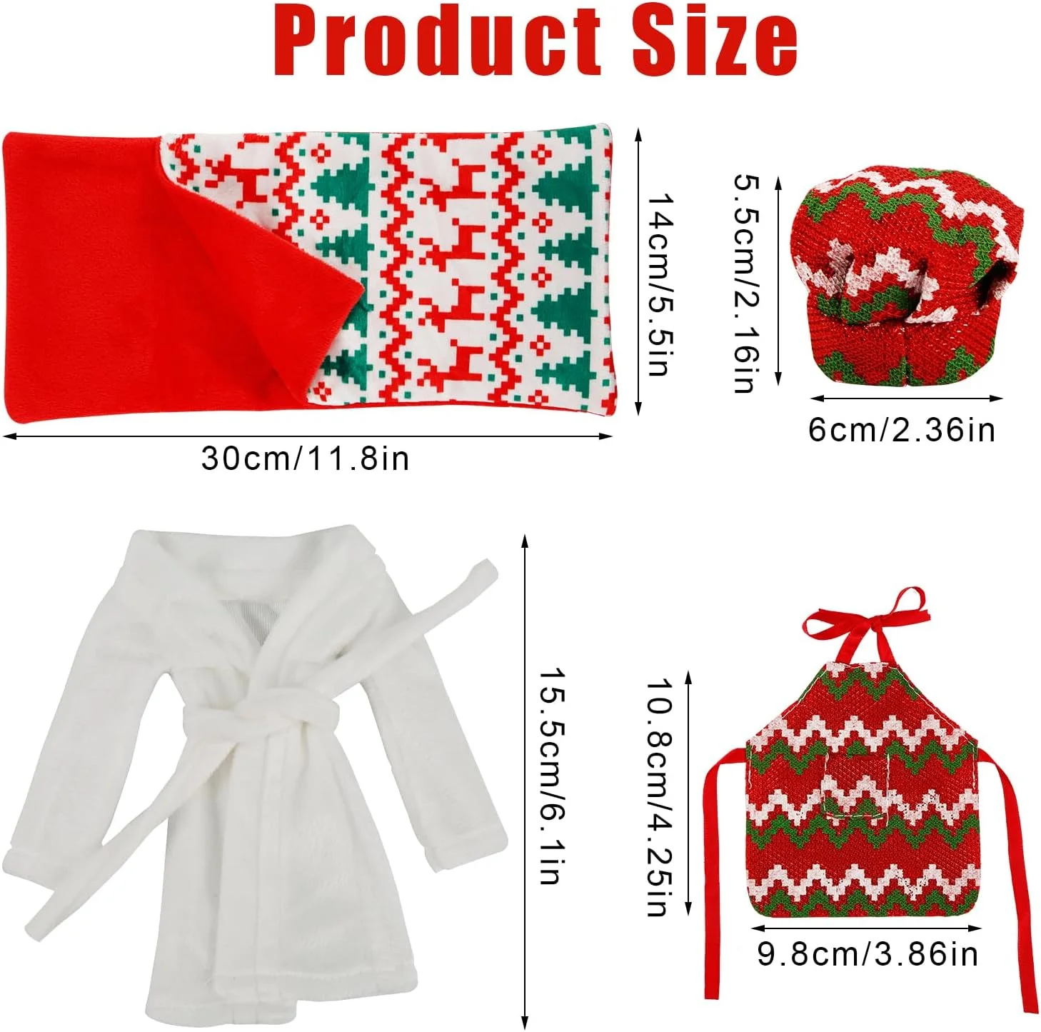 ست 4 عددی لوازم جانبی کریسمس الف PEUTIER شامل لباس خواب عروسک الف، کلاه آشپز، پیش بند، کیسه خواب، تزئینات کریسمس برای خانه عروسکی ست 4 عددی لوازم جانبی کریسمس الف PEUTIER شامل لباس خواب عروسک الف، کلاه آشپز، پیش بند، کیسه خواب، تزئینات کریسمس برای خانه عروسکی
