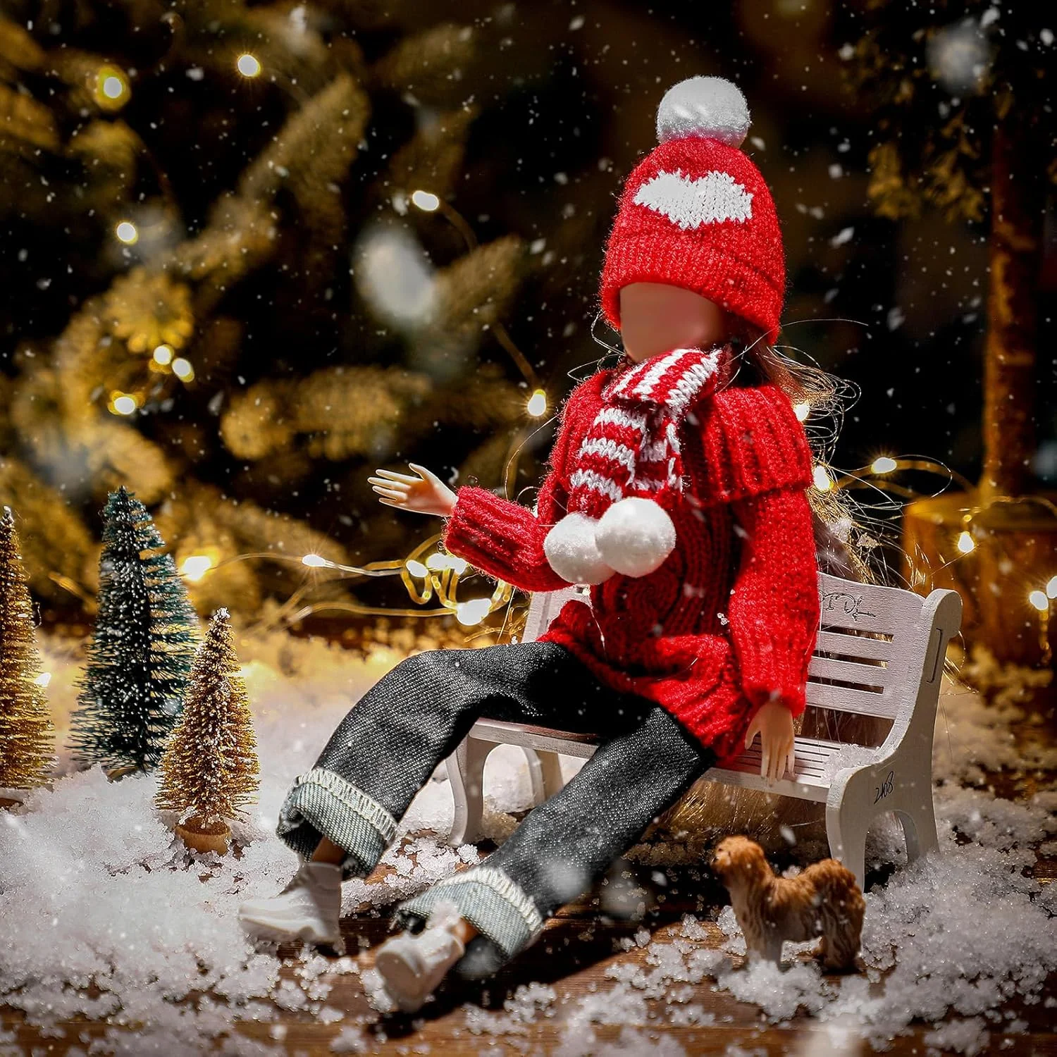 لباس عروسک 29 سانتی متری Geyoga، ست لباس بافتنی بهاری شامل لباس بافتنی، شلوار جین، کلاه، شال گردن، کفش (مدل زیبا) لباس عروسک 29 سانتی متری Geyoga، ست لباس بافتنی بهاری شامل لباس بافتنی، شلوار جین، کلاه، شال گردن، کفش (مدل زیبا)