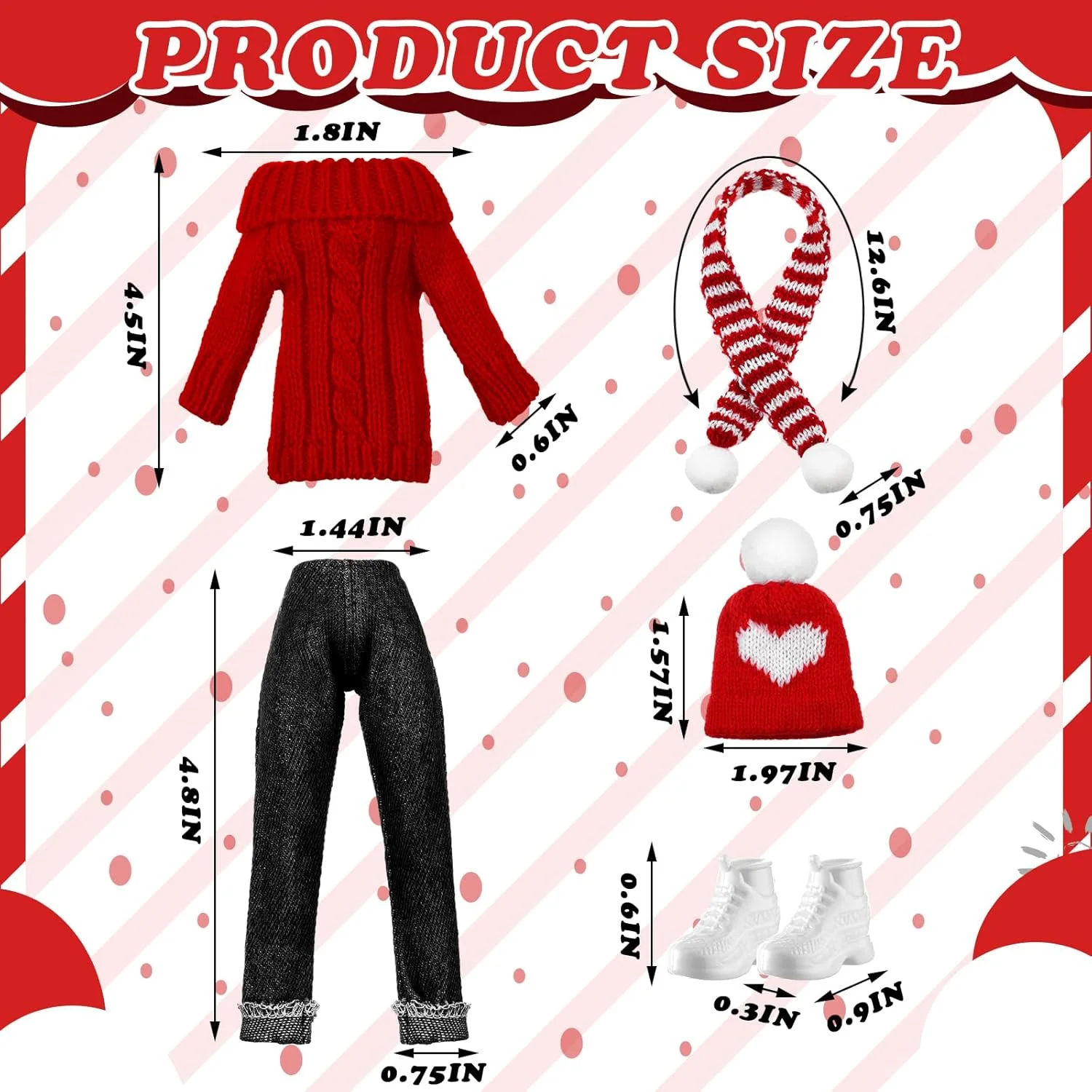 لباس عروسک 29 سانتی متری Geyoga، ست لباس بافتنی بهاری شامل لباس بافتنی، شلوار جین، کلاه، شال گردن، کفش (مدل زیبا) لباس عروسک 29 سانتی متری Geyoga، ست لباس بافتنی بهاری شامل لباس بافتنی، شلوار جین، کلاه، شال گردن، کفش (مدل زیبا)