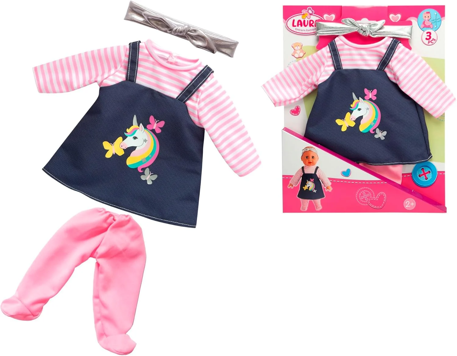 لباس فشن لورا تک شاخ سیمبا 105400510، 3 تکه، پیراهن با طرح اکلیلی تک شاخ، هدبند و جوراب شلواری برای عروسک های 36-43 سانتی متری، مناسب برای کودکان بالای 2 سال لباس فشن لورا تک شاخ سیمبا 105400510، 3 تکه، پیراهن با طرح اکلیلی تک شاخ، هدبند و جوراب شلواری برای عروسک های 36-43 سانتی متری، مناسب برای کودکان بالای 2 سال