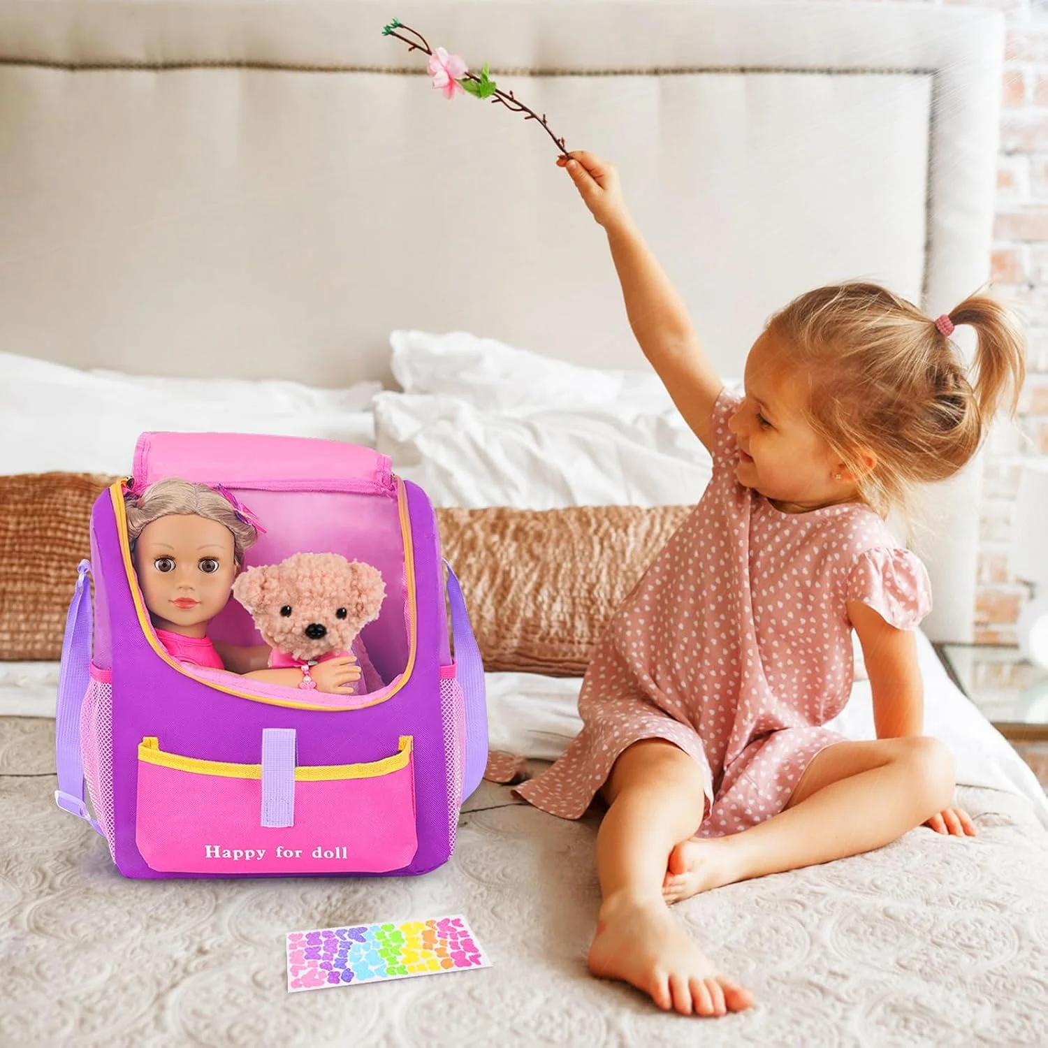 ست کیف و لوازم جانبی عروسک 18 اینچی 18INDC شامل 7 قطعه لباس عروسک 18 اینچی، استیکر، گیره موی پروانه ای، دستبند و سگ اسباب بازی برای عروسک 18 اینچی ست کیف و لوازم جانبی عروسک 18 اینچی 18INDC شامل 7 قطعه لباس عروسک 18 اینچی، استیکر، گیره موی پروانه ای، دستبند و سگ اسباب بازی برای عروسک 18 اینچی