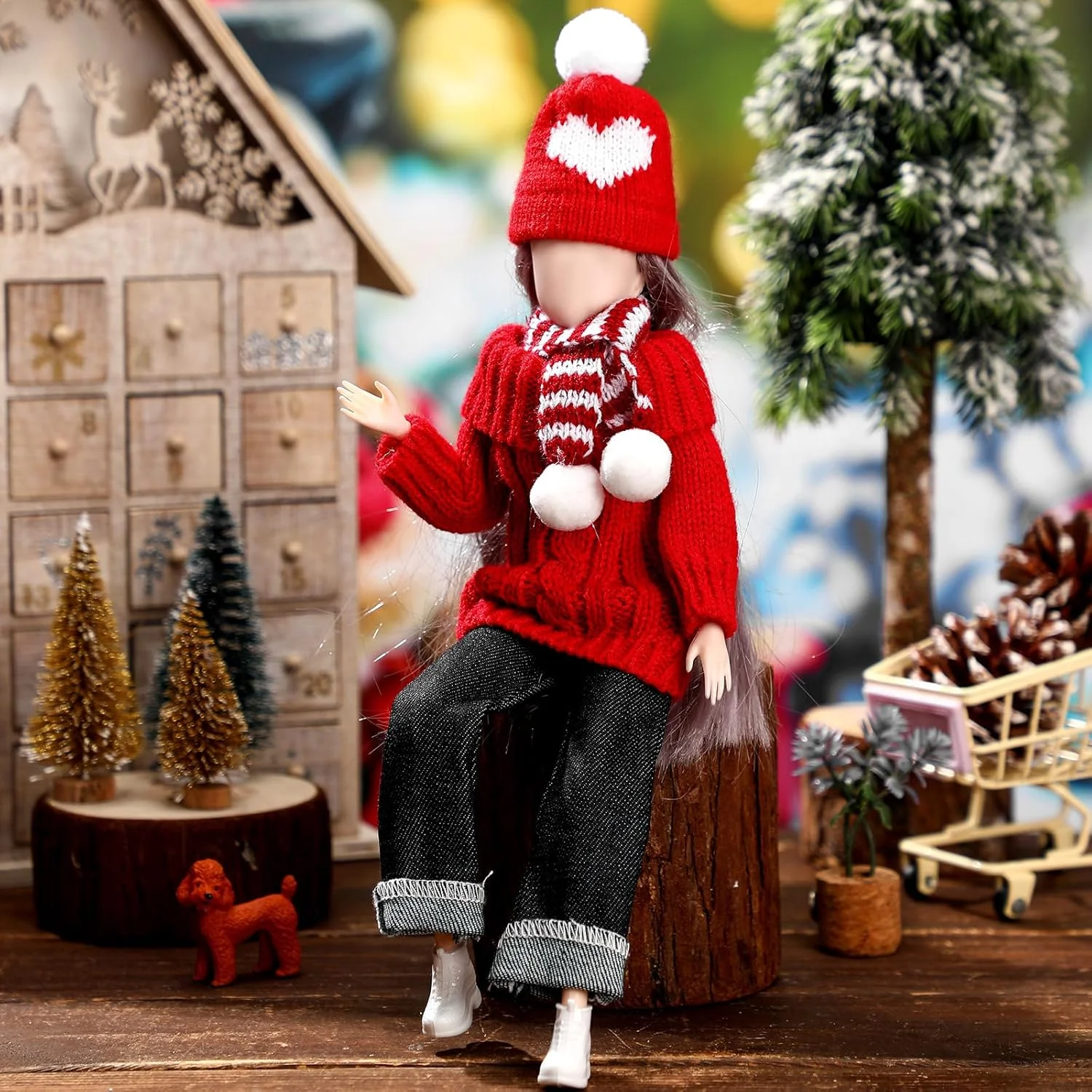 لباس عروسک 29 سانتی متری Geyoga، ست لباس بافتنی بهاری شامل لباس بافتنی، شلوار جین، کلاه، شال گردن، کفش (مدل زیبا) لباس عروسک 29 سانتی متری Geyoga، ست لباس بافتنی بهاری شامل لباس بافتنی، شلوار جین، کلاه، شال گردن، کفش (مدل زیبا)