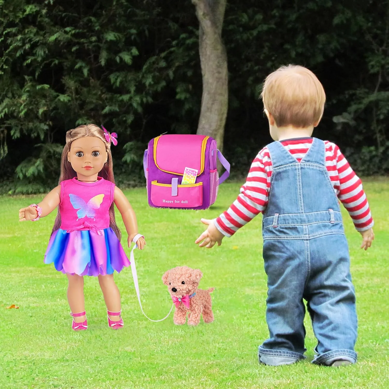 ست کیف و لوازم جانبی عروسک 18 اینچی 18INDC شامل 7 قطعه لباس عروسک 18 اینچی، استیکر، گیره موی پروانه ای، دستبند و سگ اسباب بازی برای عروسک 18 اینچی ست کیف و لوازم جانبی عروسک 18 اینچی 18INDC شامل 7 قطعه لباس عروسک 18 اینچی، استیکر، گیره موی پروانه ای، دستبند و سگ اسباب بازی برای عروسک 18 اینچی