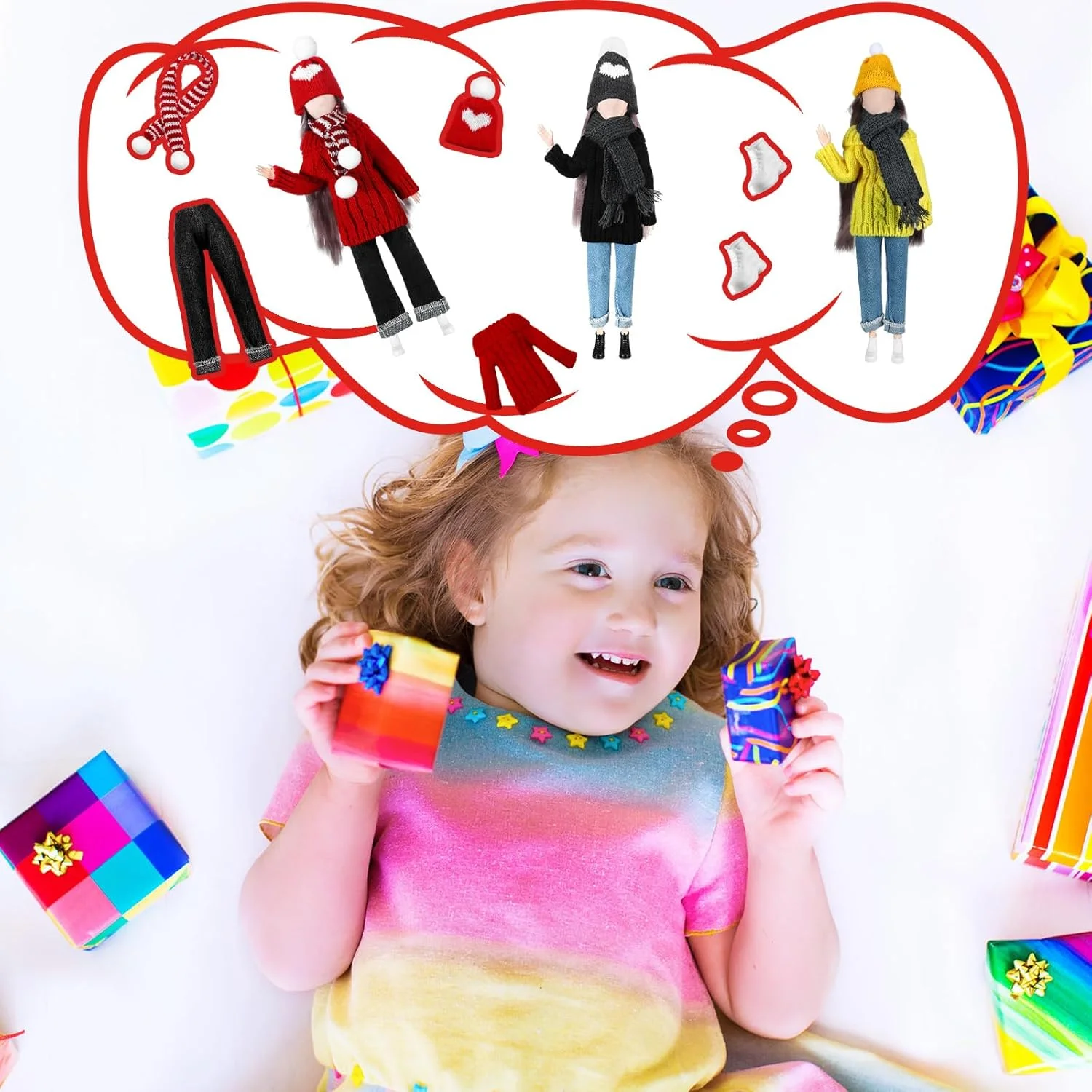 لباس عروسک 29 سانتی متری Geyoga، ست لباس بافتنی بهاری شامل لباس بافتنی، شلوار جین، کلاه، شال گردن، کفش (مدل زیبا) لباس عروسک 29 سانتی متری Geyoga، ست لباس بافتنی بهاری شامل لباس بافتنی، شلوار جین، کلاه، شال گردن، کفش (مدل زیبا)