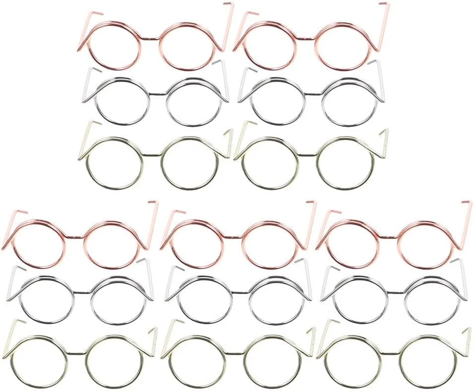 ifundom 15 عدد عینک عروسکی عینک های کوچک عینک سیمی مسی