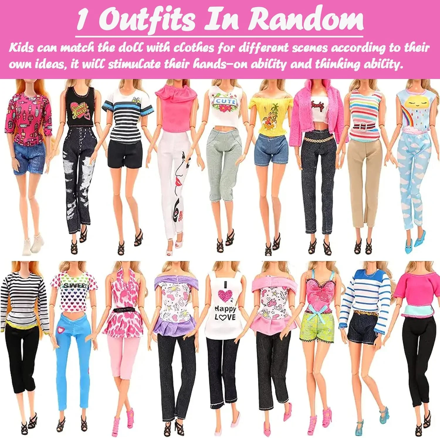 51 تکه لباس و لوازم جانبی برای عروسک ها، شامل 5 لباس عروسی، 10 دامن ساسون دار، 2 دامن فانتزی، 2 تاپ و شلوار، 2 بیکینی، 20 کفش، 17 لوازم جانبی برای عروسک های 11.5 اینچی (استایل تصادفی) 51 تکه لباس و لوازم جانبی برای عروسک ها، شامل 5 لباس عروسی، 10 دامن ساسون دار، 2 دامن فانتزی، 2 تاپ و شلوار، 2 بیکینی، 20 کفش، 17 لوازم جانبی برای عروسک های 11.5 اینچی (استایل تصادفی)