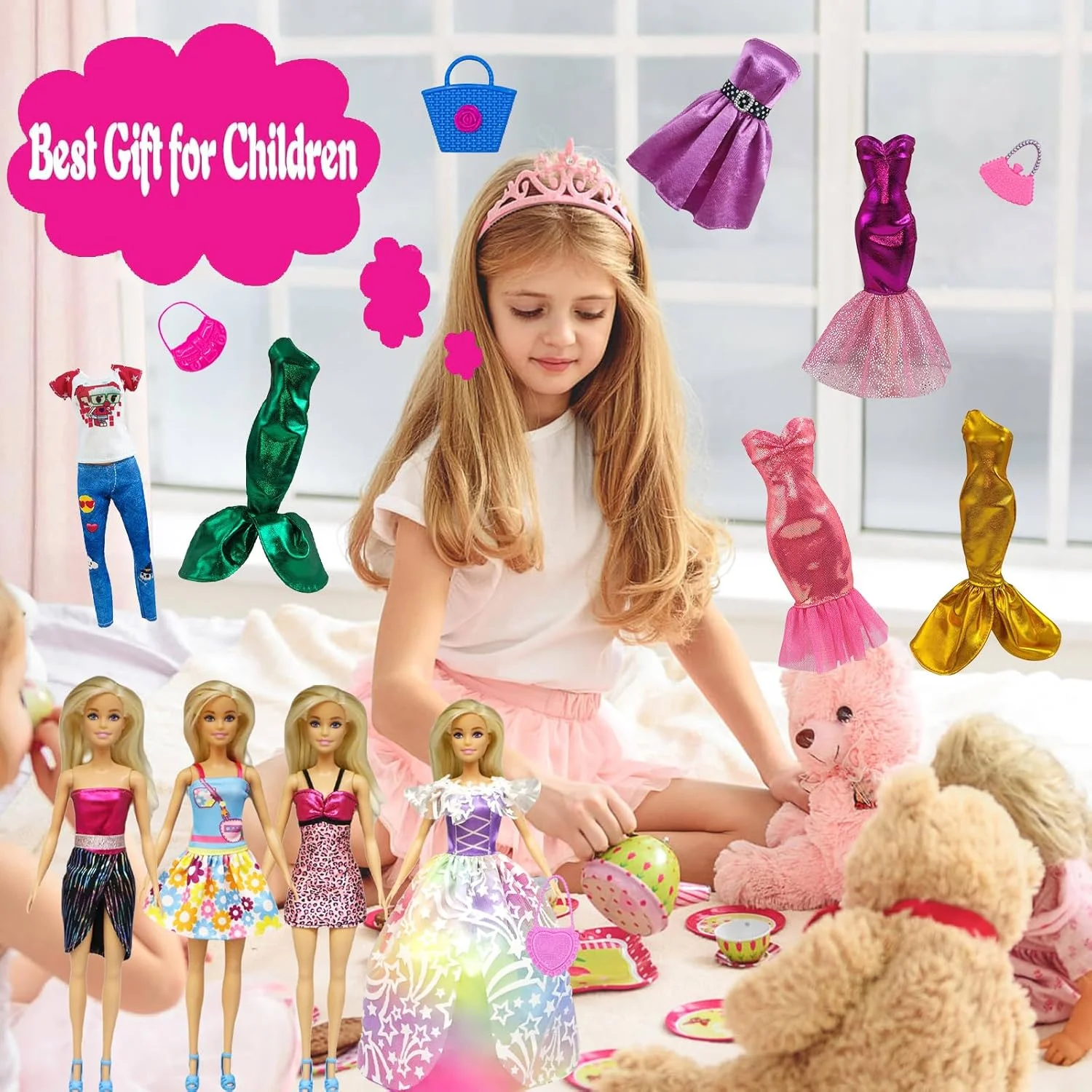 ست لباس مد 43 تکه عروسک truee، 2 لباس مهمانی عروسک، 5 لباس مینی عروسک دخترانه، 4 لباس پری دریایی، 1 تی شرت، 1 شلوار، 20 جفت کفش برای عروسک های 11.5 اینچی، 10 کیف دستی عروسک ست لباس مد 43 تکه عروسک truee، 2 لباس مهمانی عروسک، 5 لباس مینی عروسک دخترانه، 4 لباس پری دریایی، 1 تی شرت، 1 شلوار، 20 جفت کفش برای عروسک های 11.5 اینچی، 10 کیف دستی عروسک