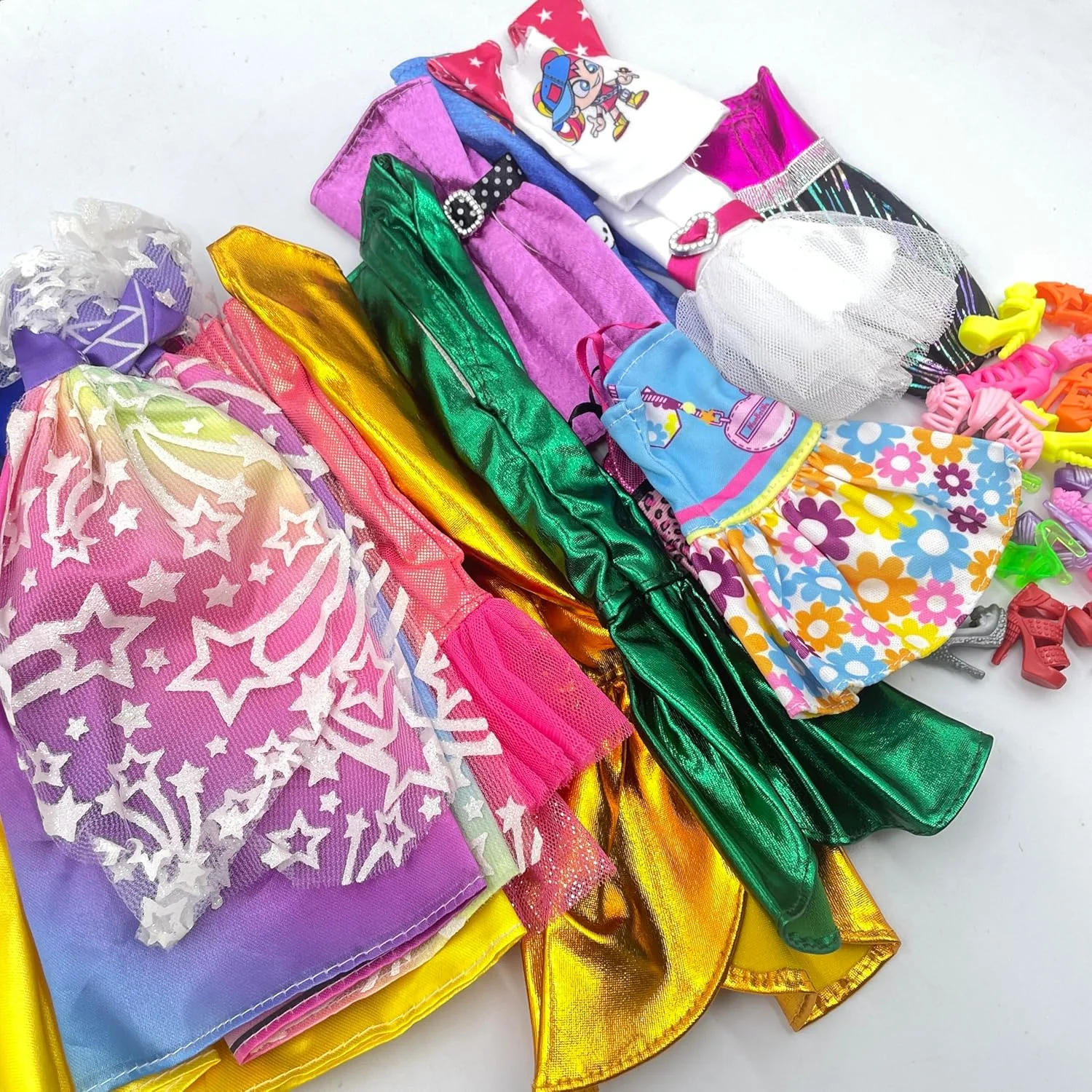 ست لباس مد 43 تکه عروسک truee، 2 لباس مهمانی عروسک، 5 لباس مینی عروسک دخترانه، 4 لباس پری دریایی، 1 تی شرت، 1 شلوار، 20 جفت کفش برای عروسک های 11.5 اینچی، 10 کیف دستی عروسک ست لباس مد 43 تکه عروسک truee، 2 لباس مهمانی عروسک، 5 لباس مینی عروسک دخترانه، 4 لباس پری دریایی، 1 تی شرت، 1 شلوار، 20 جفت کفش برای عروسک های 11.5 اینچی، 10 کیف دستی عروسک