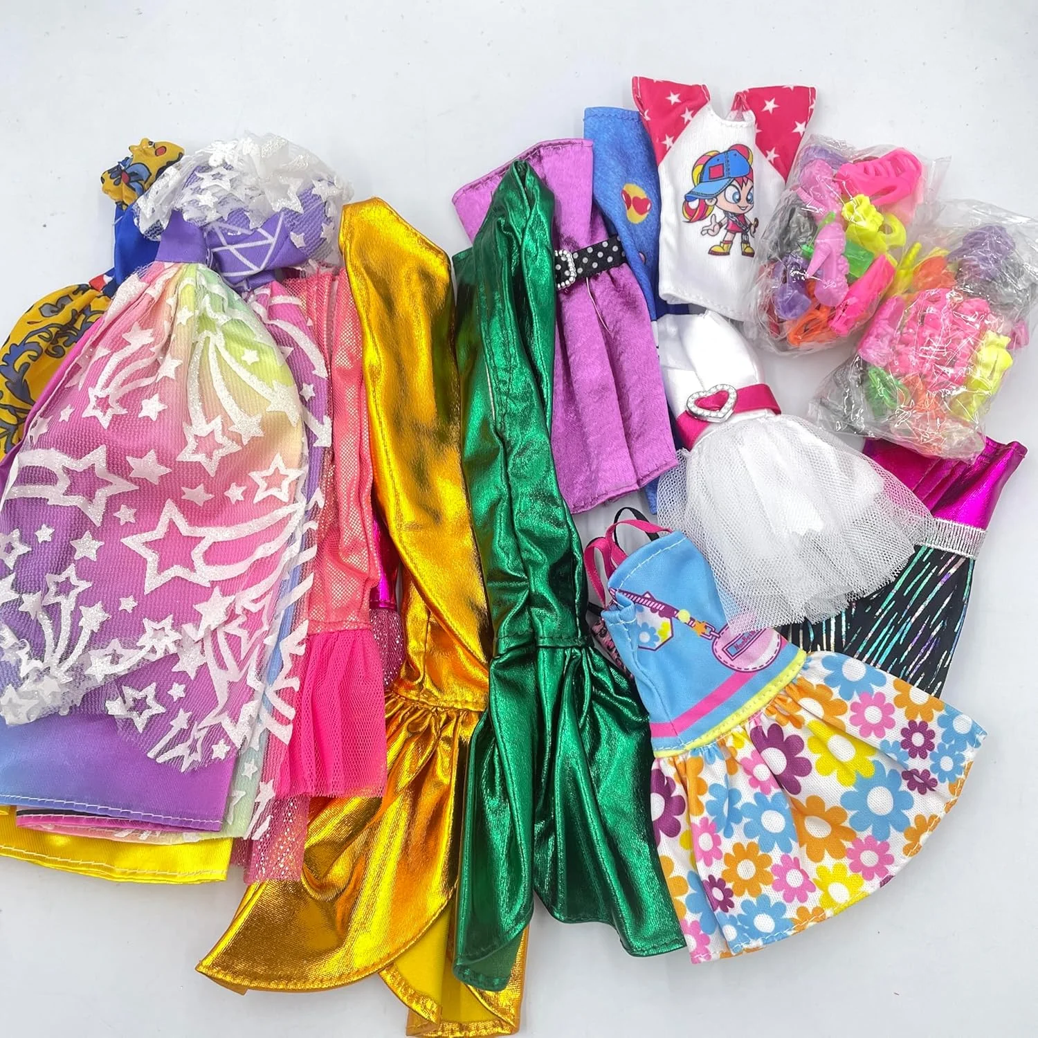 ست لباس مد 43 تکه عروسک truee، 2 لباس مهمانی عروسک، 5 لباس مینی عروسک دخترانه، 4 لباس پری دریایی، 1 تی شرت، 1 شلوار، 20 جفت کفش برای عروسک های 11.5 اینچی، 10 کیف دستی عروسک ست لباس مد 43 تکه عروسک truee، 2 لباس مهمانی عروسک، 5 لباس مینی عروسک دخترانه، 4 لباس پری دریایی، 1 تی شرت، 1 شلوار، 20 جفت کفش برای عروسک های 11.5 اینچی، 10 کیف دستی عروسک