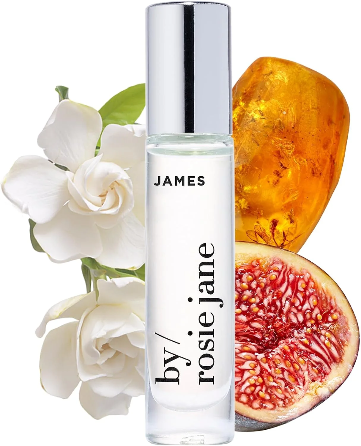 عطر رولی روغنی بای رزی جین - بدون پارابن، وگان، بدون تست حیوانی، بدون فتالات، عطر پاک برای زنان - انجیر، کهربا، گاردنیا (جیمز - 5 میلی لیتر)
