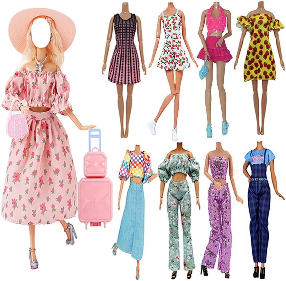 لنس هوم 9 ست لباس تابستانی لباس تعطیلات شلوار مسافرتی کفش آستین چمدان برای لوازم جانبی عروسک های 11.5 اینچی سبک غیر رسمی