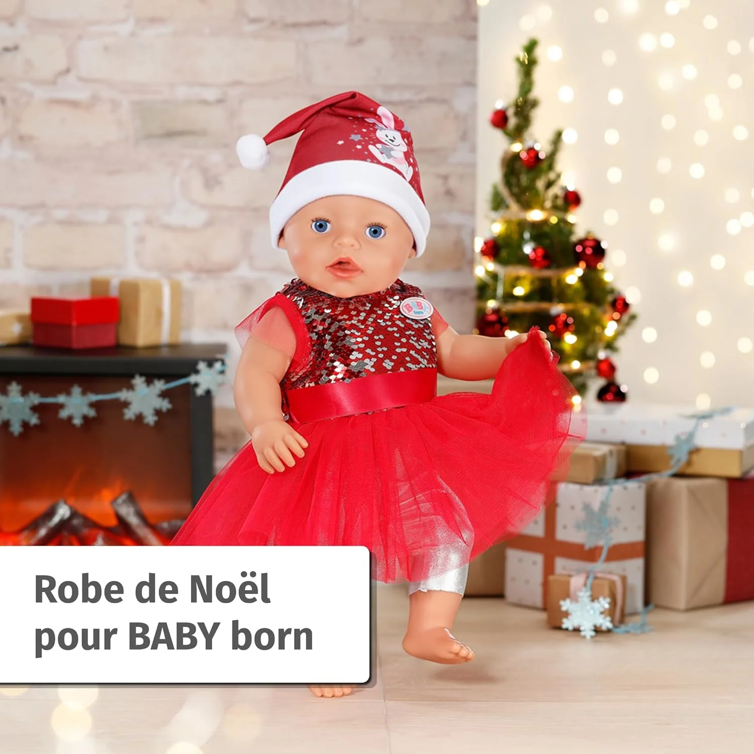 لباس کریسمس BABY born Zapf Creation با پولک، ساق و کلاه کریسمس برای عروسک های 43 سانتی متری