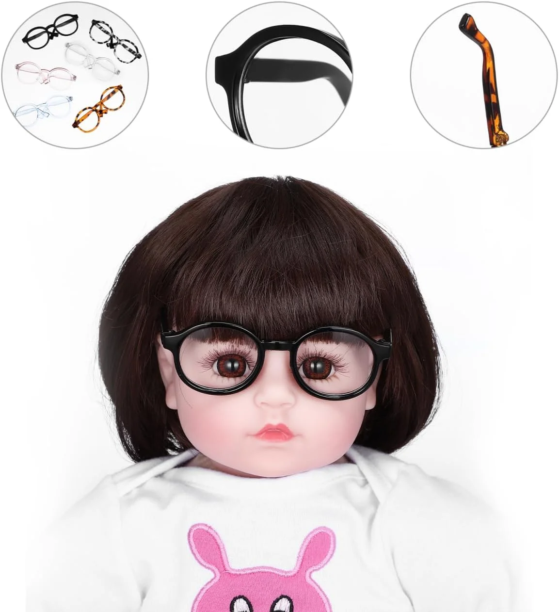 Toyvian 6 عدد عینک عروسکی پنبه ای، لوازم جانبی ست اسباب بازی، لوازم جانبی خانه عروسکی برای عینک آفتابی گرد، عینک های دایره ای، عینک های گرد، لوازم جانبی لباس عروسک، لوازم جانبی عروسک پلاستیکی