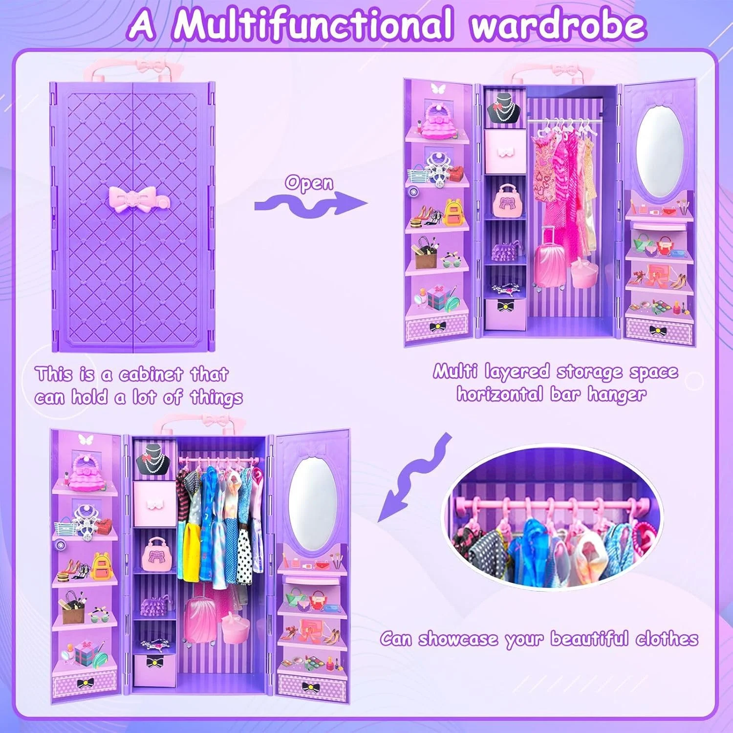 لباس و لوازم جانبی عروسک BNUZEIYI به همراه کمد عروسک برای عروسک 11.5 اینچی لباس و لوازم جانبی عروسک BNUZEIYI به همراه کمد عروسک برای عروسک 11.5 اینچی