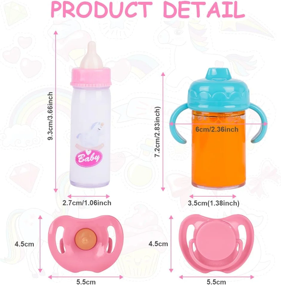 شیشه شیر جادویی و پستانک عروسک Aolso، 2 عدد شیشه شیر جادویی و 1 عدد پستانک عروسک، مناسب برای دستان کوچک، هدیه برای پسر و دختر (صورتی) شیشه شیر جادویی و پستانک عروسک Aolso، 2 عدد شیشه شیر جادویی و 1 عدد پستانک عروسک، مناسب برای دستان کوچک، هدیه برای پسر و دختر (صورتی)