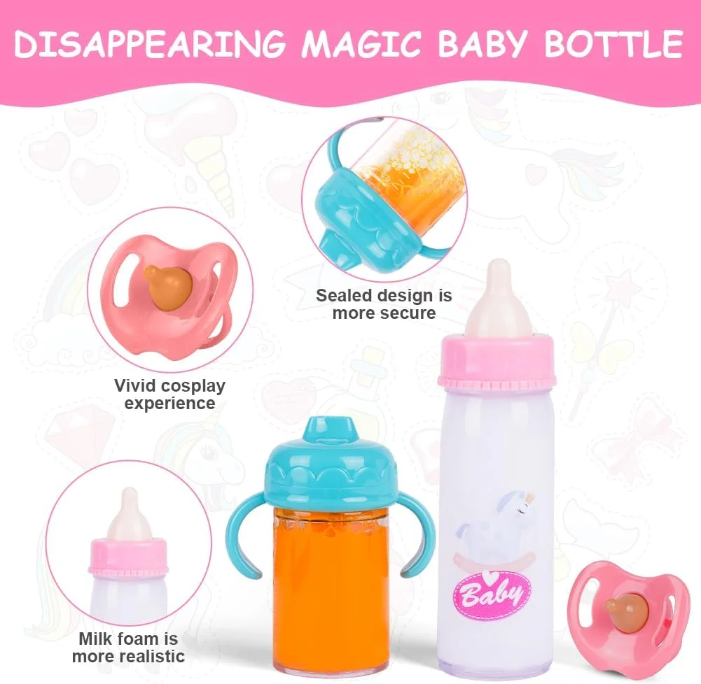 شیشه شیر جادویی و پستانک عروسک Aolso، 2 عدد شیشه شیر جادویی و 1 عدد پستانک عروسک، مناسب برای دستان کوچک، هدیه برای پسر و دختر (صورتی) شیشه شیر جادویی و پستانک عروسک Aolso، 2 عدد شیشه شیر جادویی و 1 عدد پستانک عروسک، مناسب برای دستان کوچک، هدیه برای پسر و دختر (صورتی)