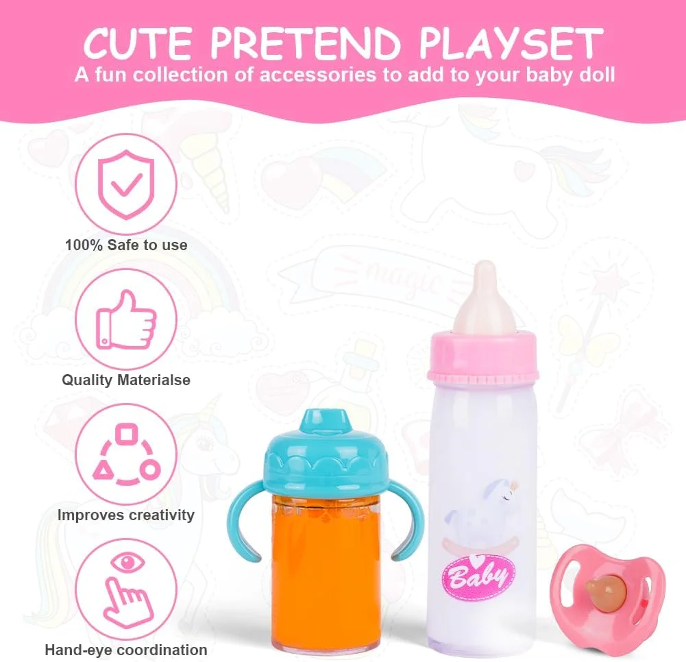 شیشه شیر جادویی و پستانک عروسک Aolso، 2 عدد شیشه شیر جادویی و 1 عدد پستانک عروسک، مناسب برای دستان کوچک، هدیه برای پسر و دختر (صورتی) شیشه شیر جادویی و پستانک عروسک Aolso، 2 عدد شیشه شیر جادویی و 1 عدد پستانک عروسک، مناسب برای دستان کوچک، هدیه برای پسر و دختر (صورتی)