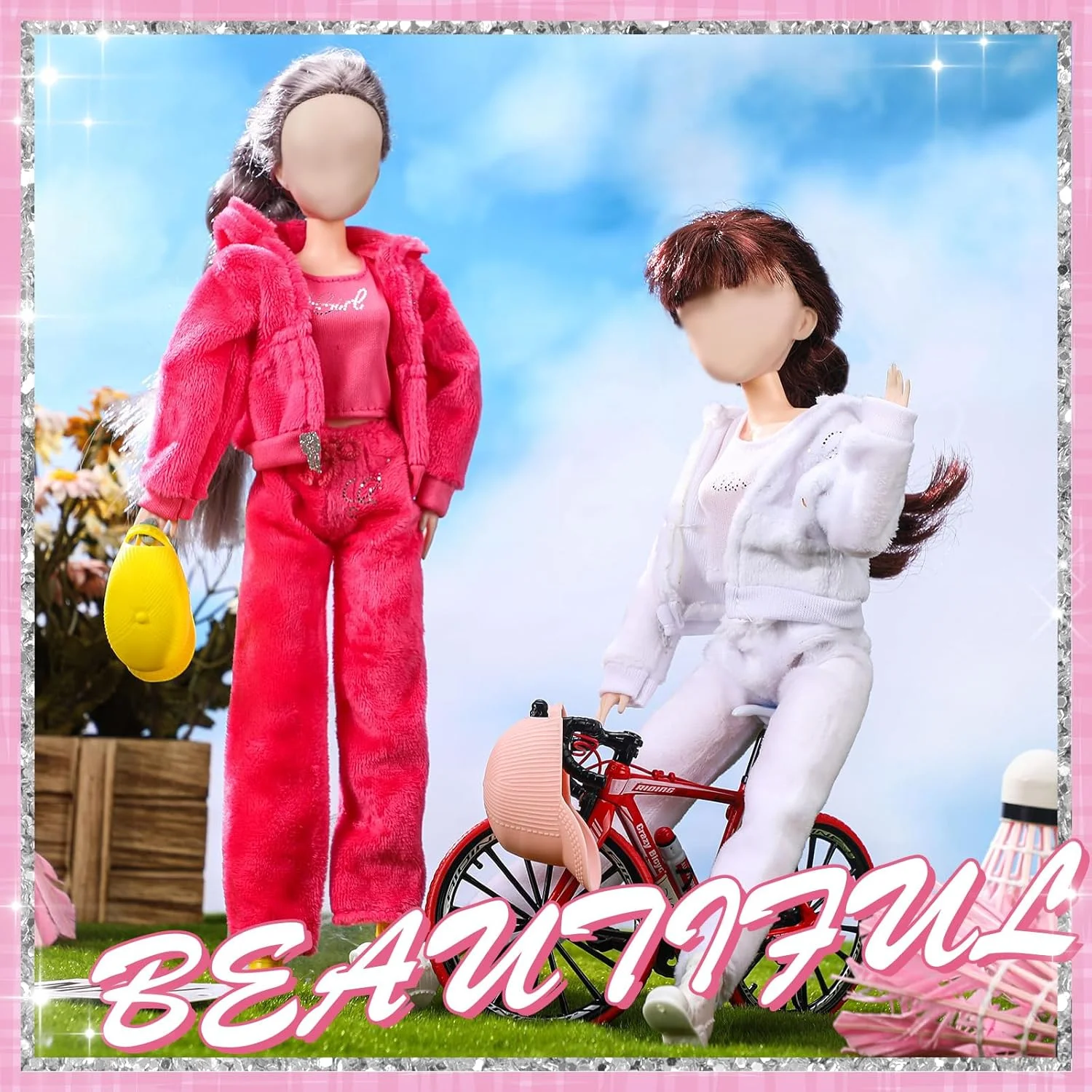 گیوگا ست 3 عددی 12 تکه لباس و لوازم جانبی عروسک، لباس بهاری عروسک 12 اینچی، شلوار عروسک، کفش، لباس بافتنی، عروسک ها شامل نمی شوند