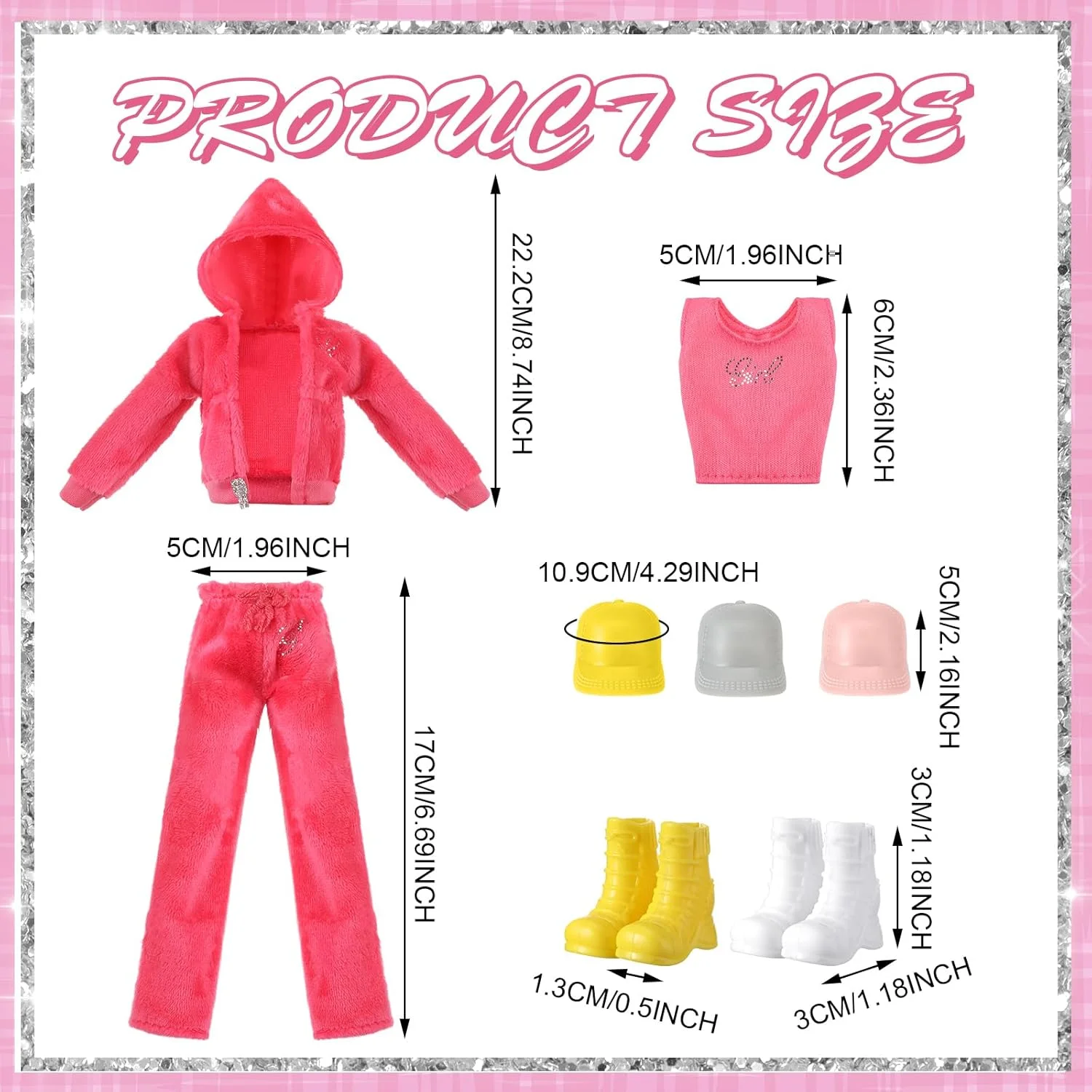 گیوگا ست 3 عددی 12 تکه لباس و لوازم جانبی عروسک، لباس بهاری عروسک 12 اینچی، شلوار عروسک، کفش، لباس بافتنی، عروسک ها شامل نمی شوند