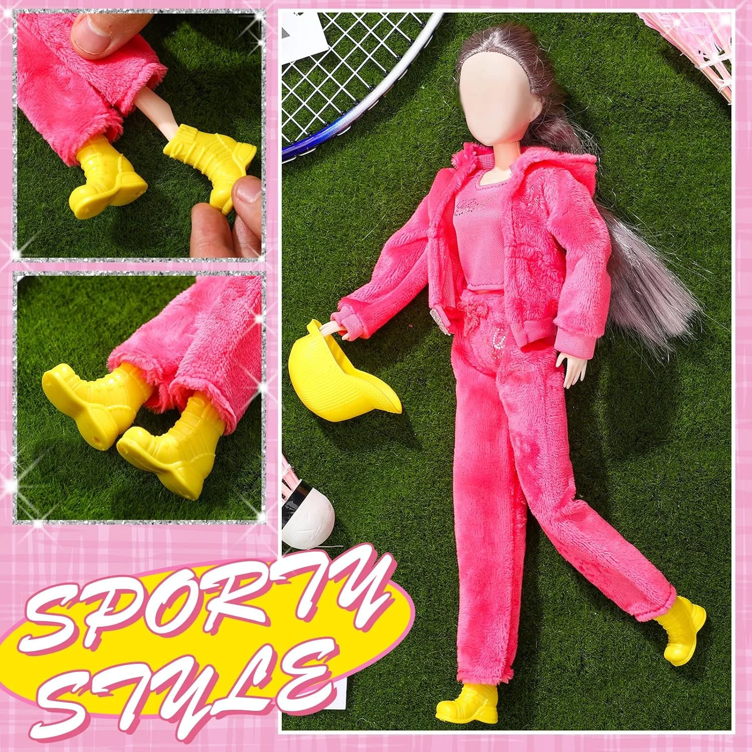 گیوگا ست 3 عددی 12 تکه لباس و لوازم جانبی عروسک، لباس بهاری عروسک 12 اینچی، شلوار عروسک، کفش، لباس بافتنی، عروسک ها شامل نمی شوند