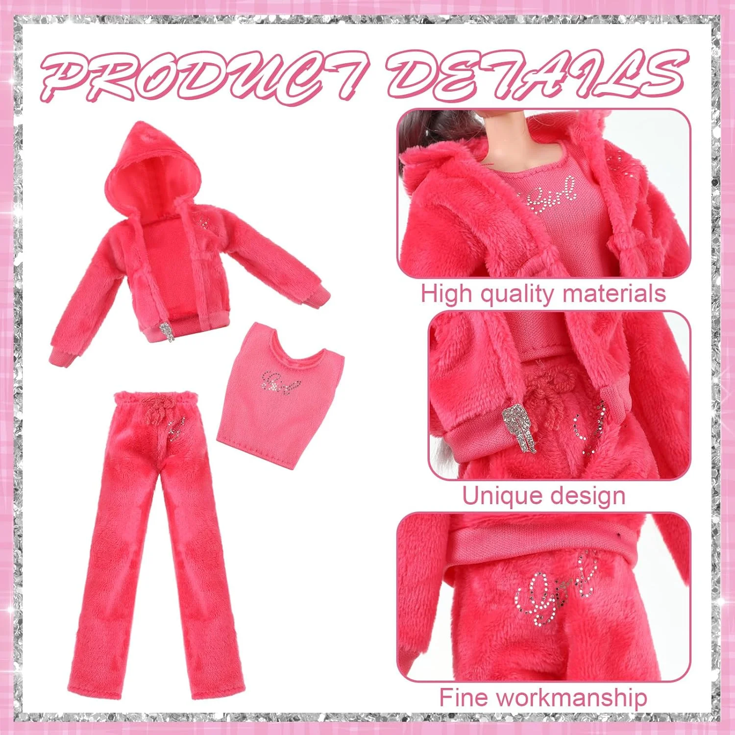 گیوگا ست 3 عددی 12 تکه لباس و لوازم جانبی عروسک، لباس بهاری عروسک 12 اینچی، شلوار عروسک، کفش، لباس بافتنی، عروسک ها شامل نمی شوند