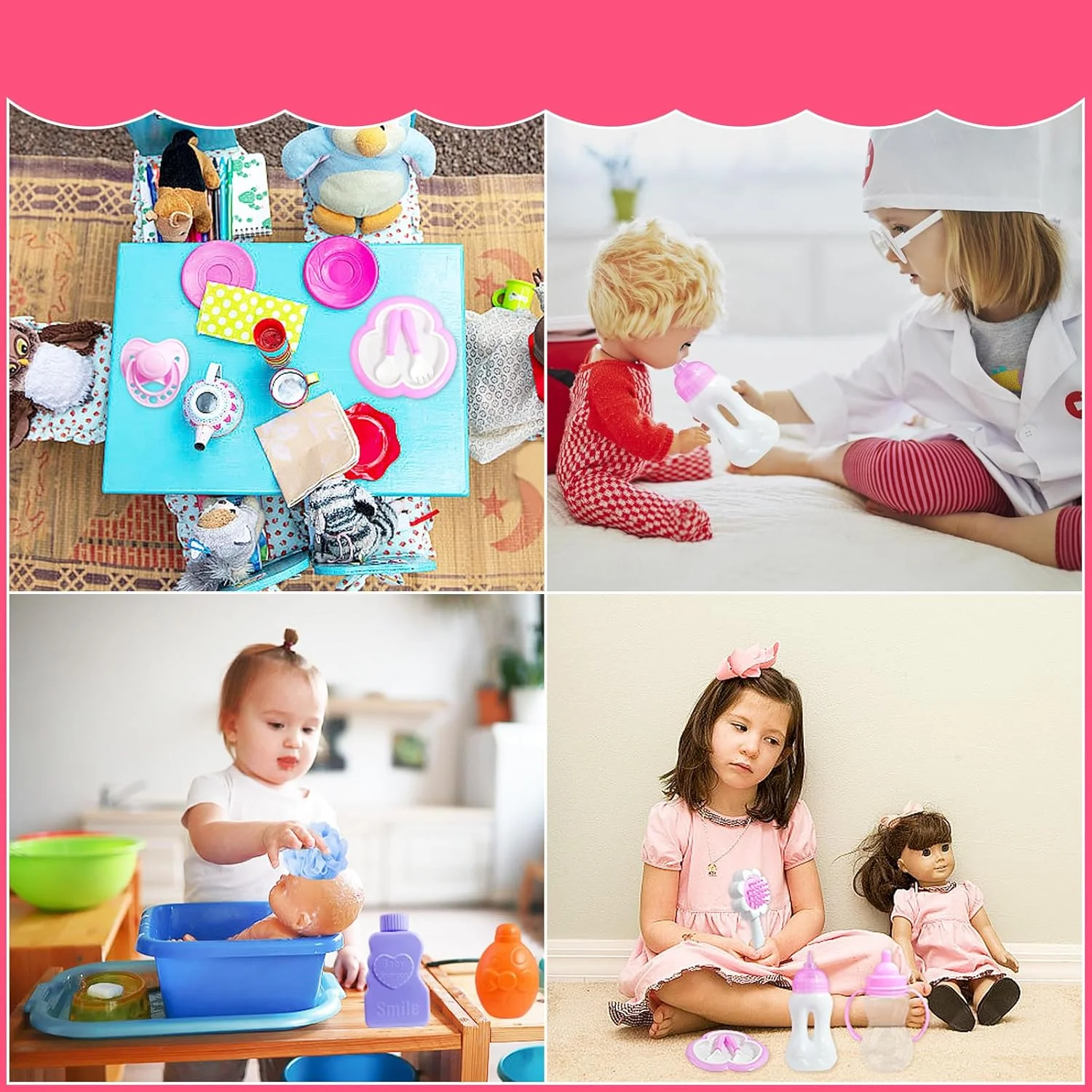ست لوازم جانبی 29 تکه عروسک بچه Macepason - ست غذا دادن و شستشو، لباس، پوشک و اسباب بازی حمام ست لوازم جانبی 29 تکه عروسک بچه Macepason - ست غذا دادن و شستشو، لباس، پوشک و اسباب بازی حمام