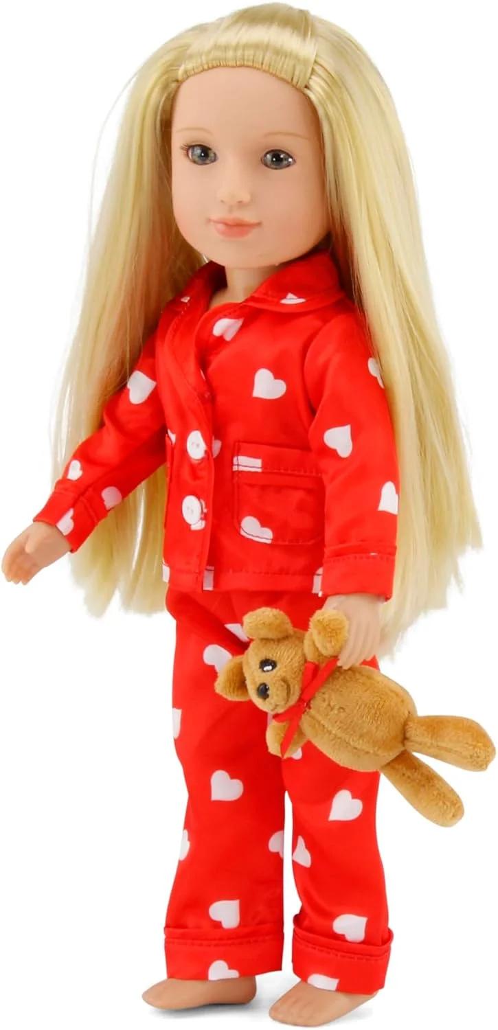 دست‌بسته پز جنسی 14‌ینچی رنگ قلب با تедی 14" دلی Valentine 3-PC
