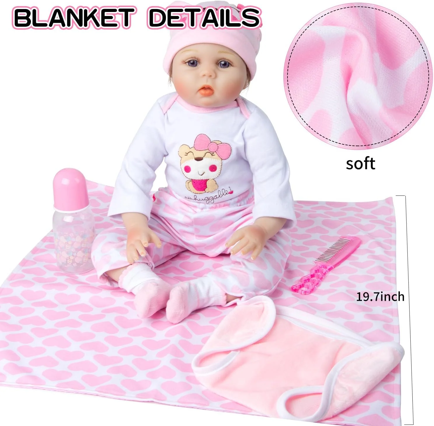ست لباس عروسک نوزاد 9 تکه Babyfere با لوازم جانبی گهواره صورتی برای عروسک های نوزاد 18-22 اینچی، لباس و پتوی عروسک نوزاد ست لباس عروسک نوزاد 9 تکه Babyfere با لوازم جانبی گهواره صورتی برای عروسک های نوزاد 18-22 اینچی، لباس و پتوی عروسک نوزاد